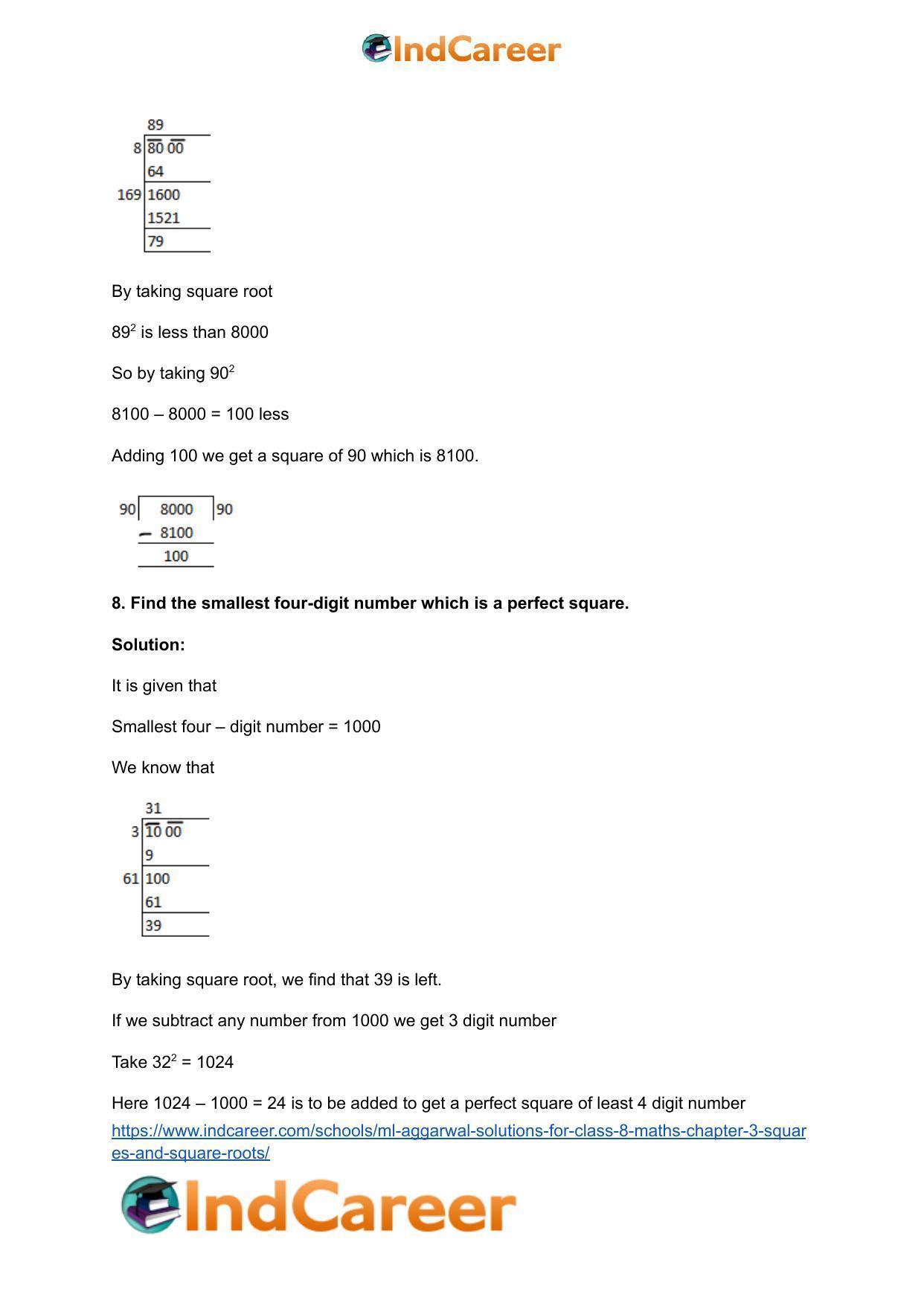 ML Aggarwal Solutions for Class 8 Maths Chapter 3- Squares and Square Roots - Page 53