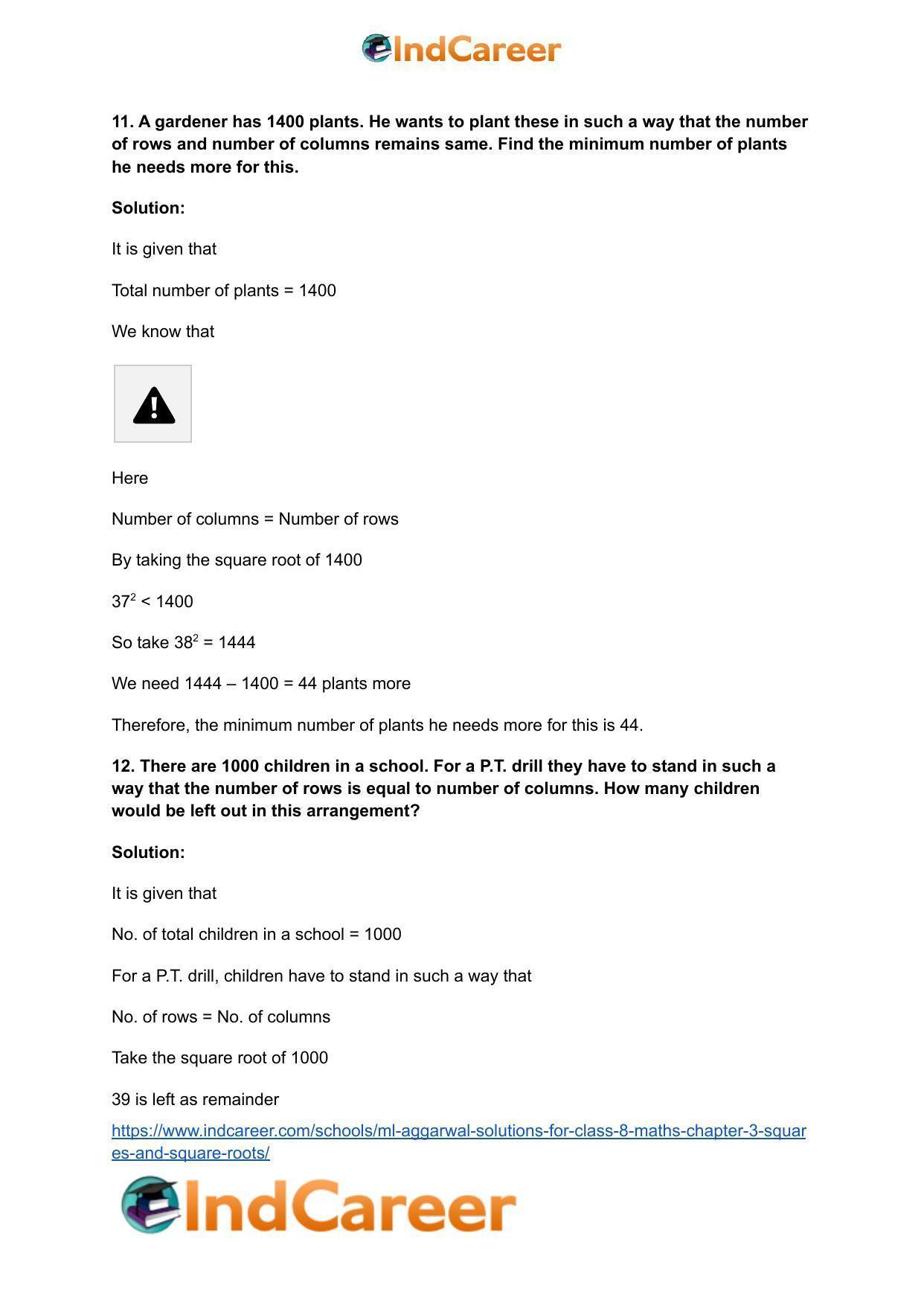 ML Aggarwal Solutions for Class 8 Maths Chapter 3- Squares and Square Roots - Page 57