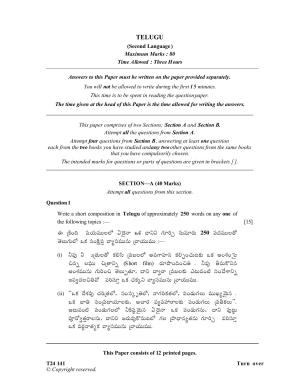 ICSE Class 10 Telugu 2024 Question Paper