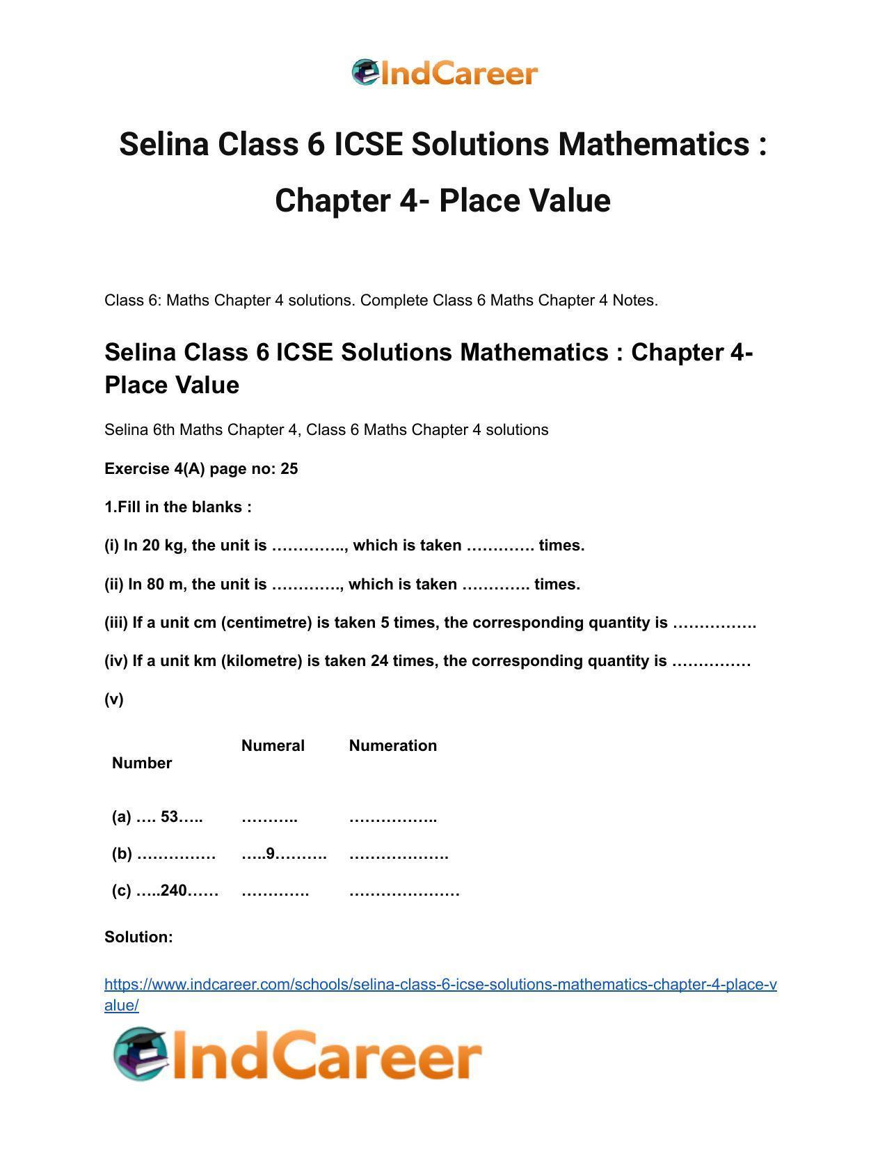 Selina Class 6 ICSE Solutions Mathematics : Chapter 4- Place Value - Page 2