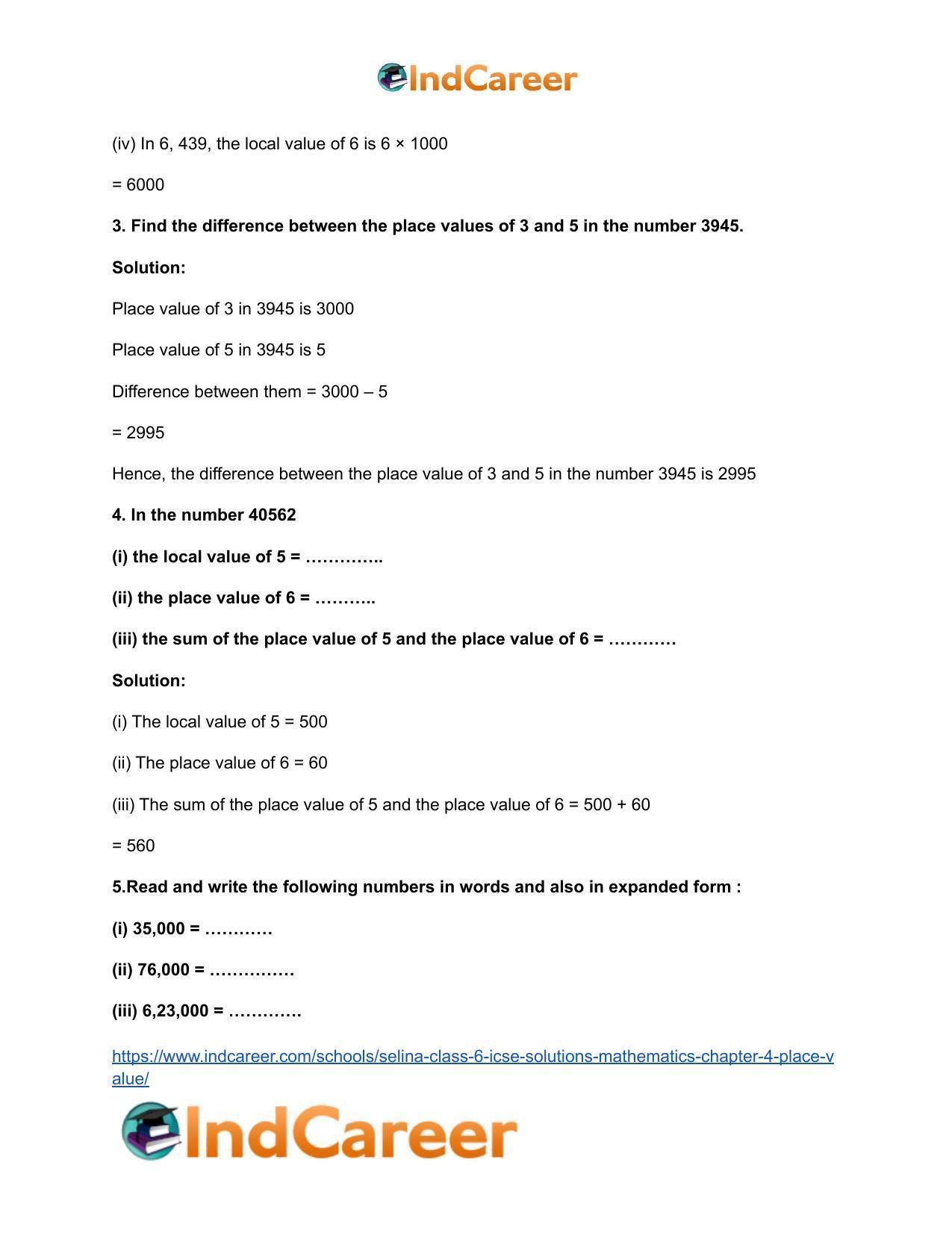 Selina Class 6 ICSE Solutions Mathematics : Chapter 4- Place Value - Page 4