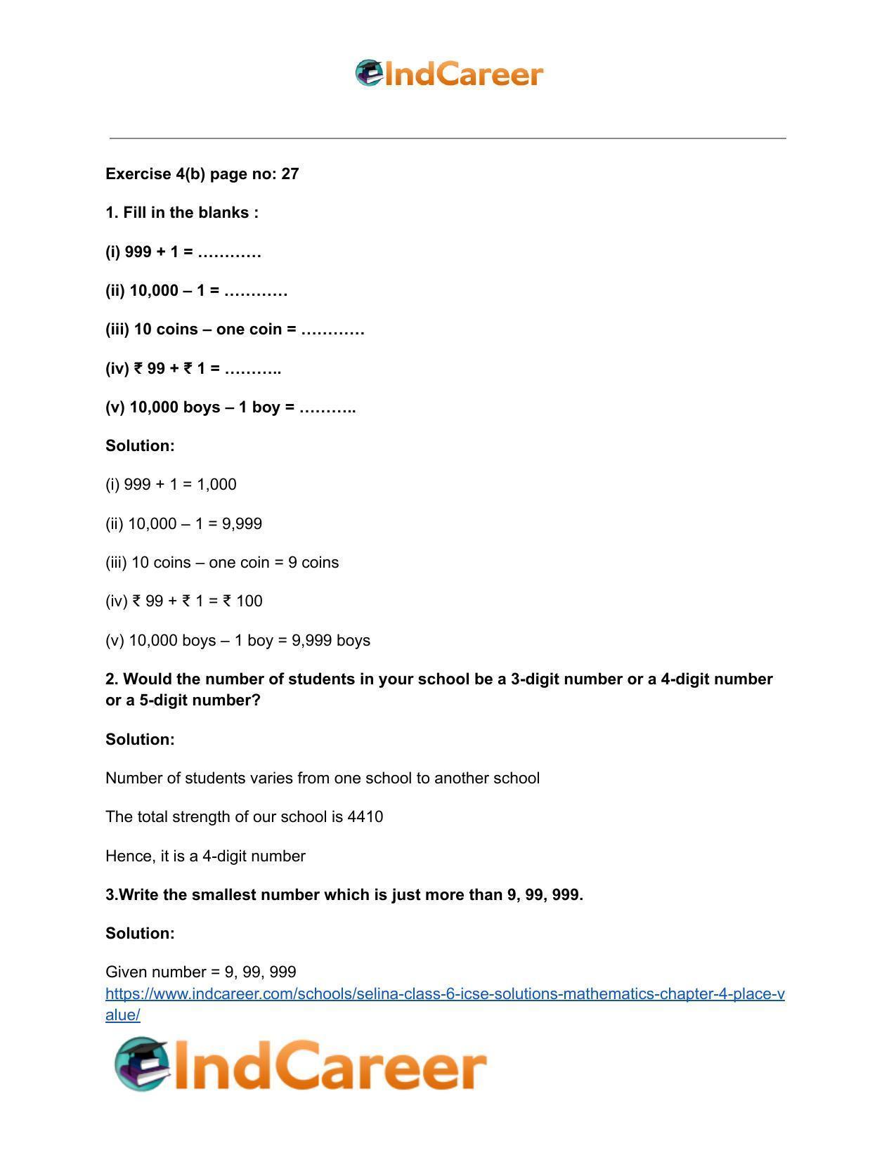 Selina Class 6 ICSE Solutions Mathematics : Chapter 4- Place Value - Page 6