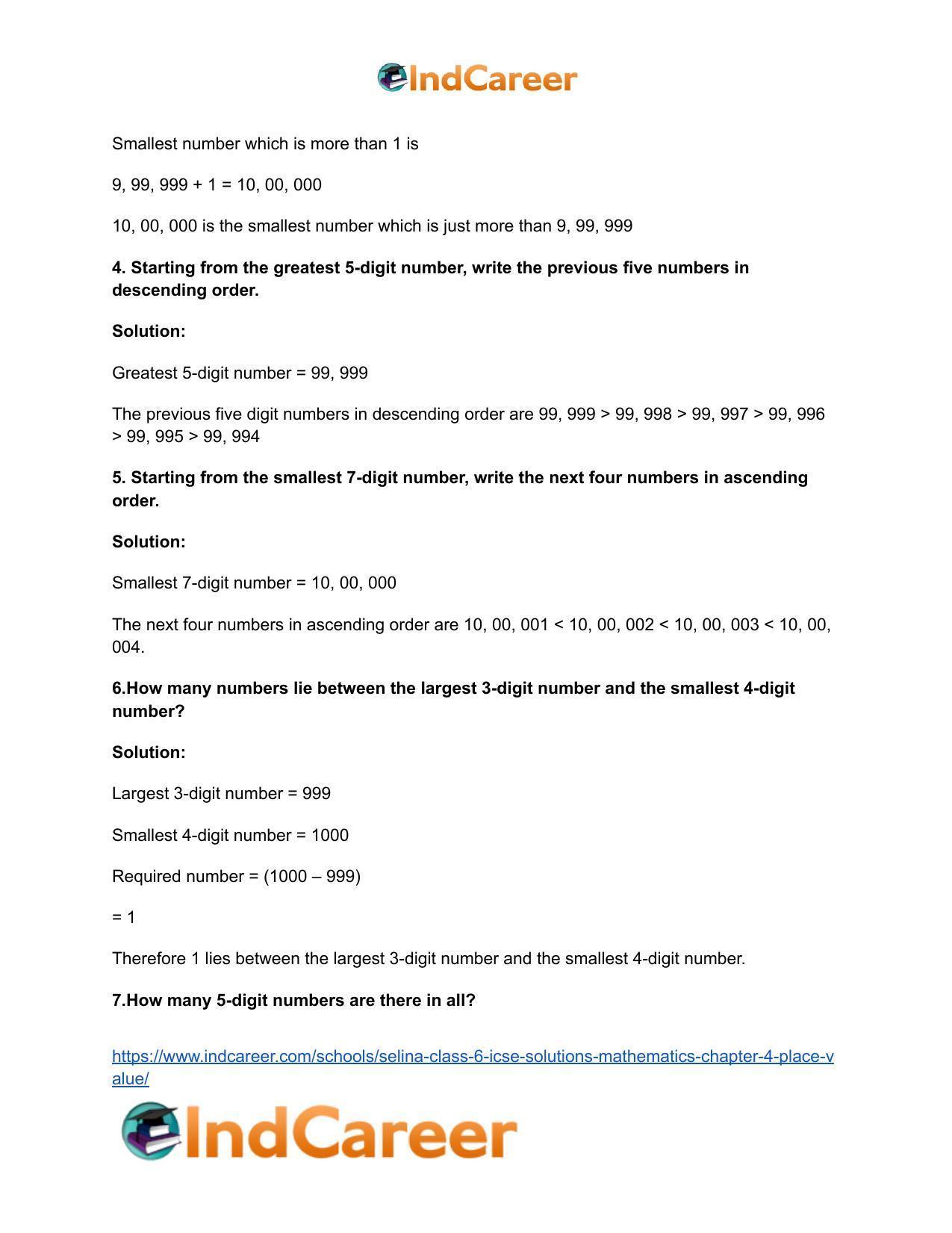 Selina Class 6 ICSE Solutions Mathematics : Chapter 4- Place Value - Page 7
