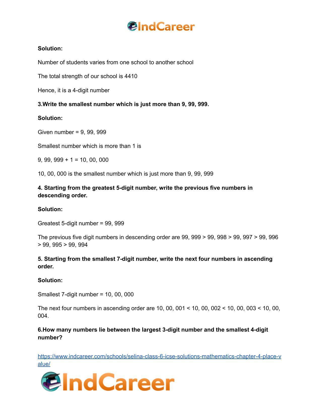 Selina Class 6 ICSE Solutions Mathematics : Chapter 4- Place Value - Page 9