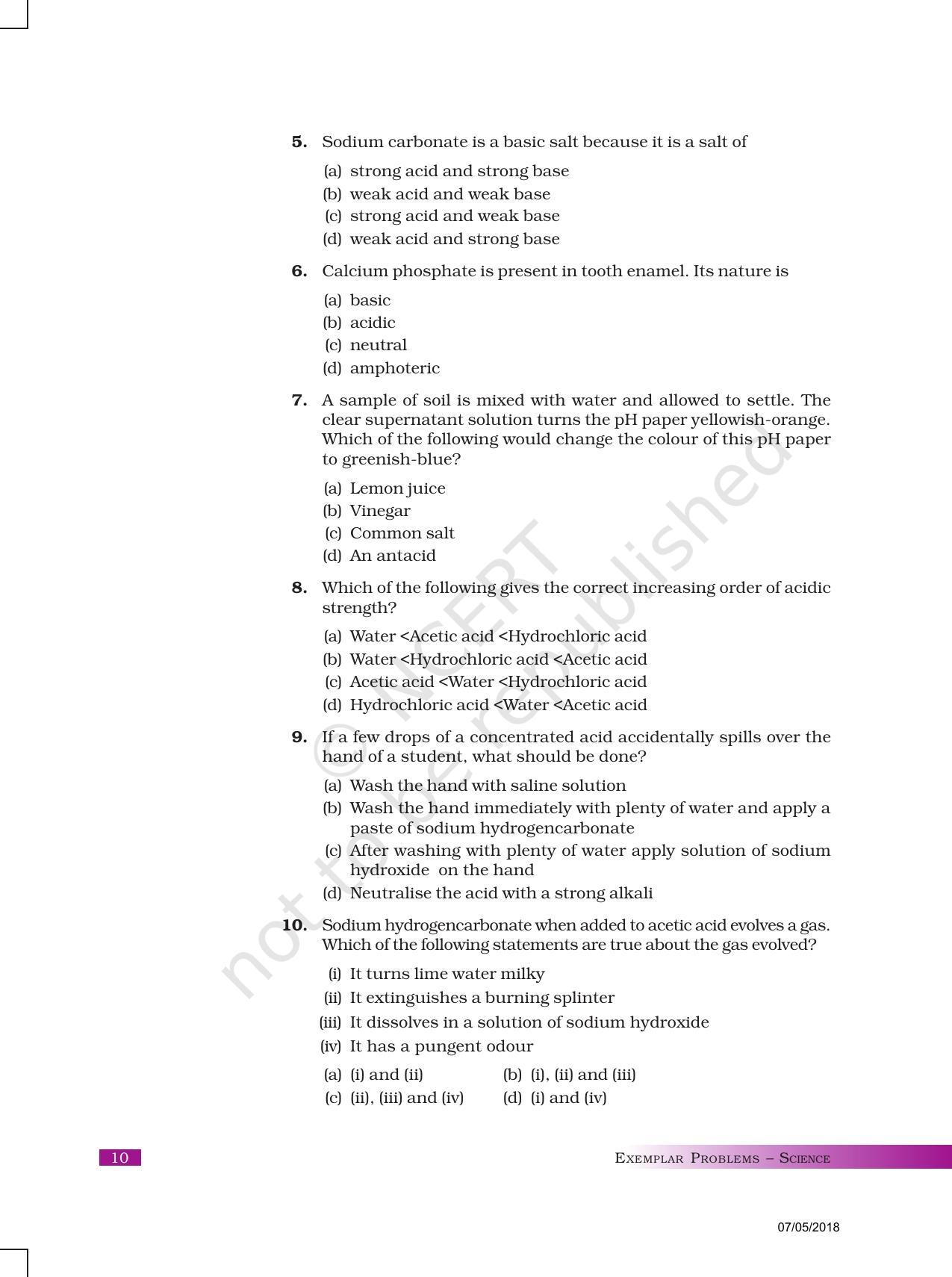 NCERT Exemplar Book for Class 10 Science: Chapter 2 Acids, Bases, and Salts - Page 2