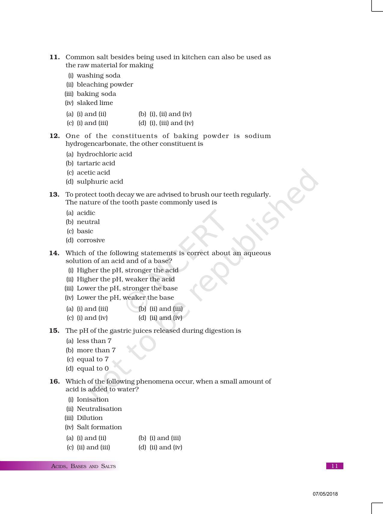 NCERT Exemplar Book for Class 10 Science: Chapter 2 Acids, Bases, and Salts - Page 3