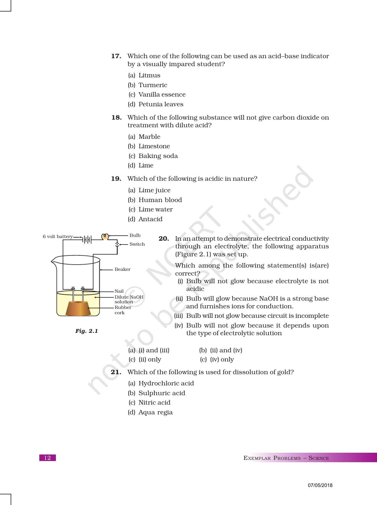 NCERT Exemplar Book for Class 10 Science: Chapter 2 Acids, Bases, and Salts - Page 4