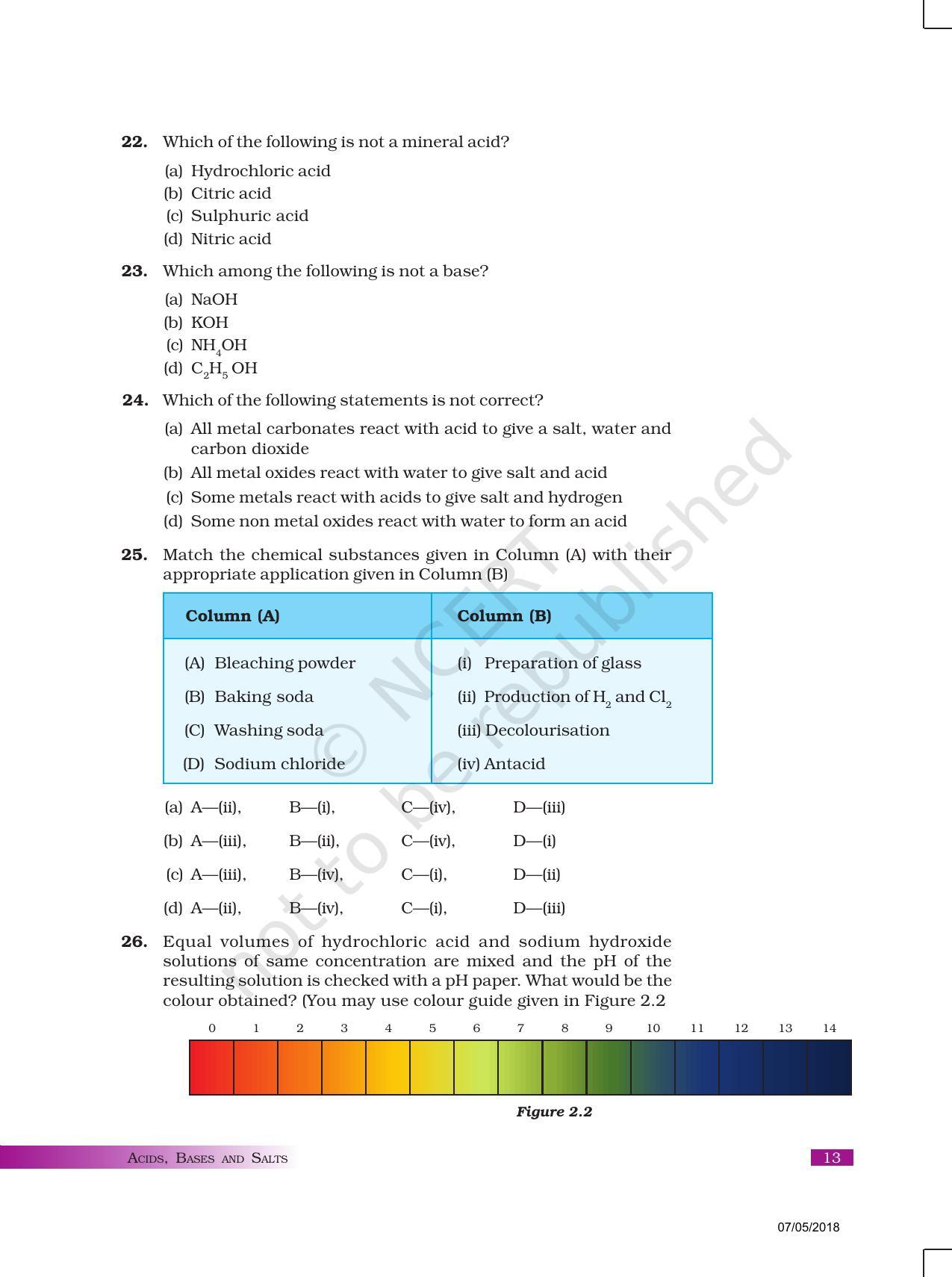 NCERT Exemplar Book for Class 10 Science: Chapter 2 Acids, Bases, and Salts - Page 5