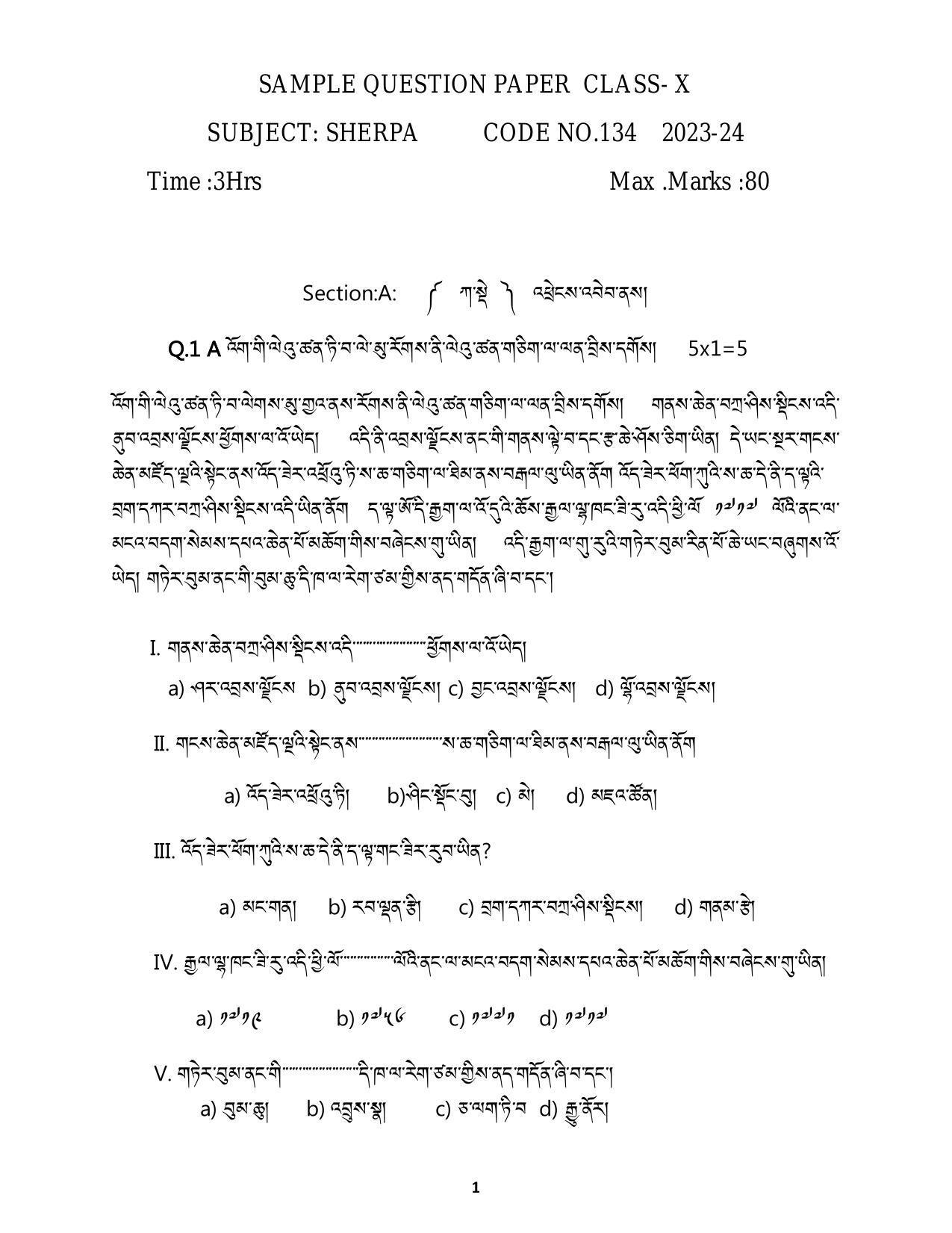 CBSE Class 10 Sherpa Sample Paper 2024 - Page 1