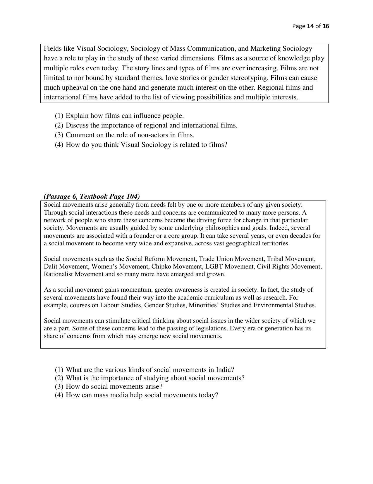 Maharashtra Board Class 12 Sociology Sample Papers - Page 15