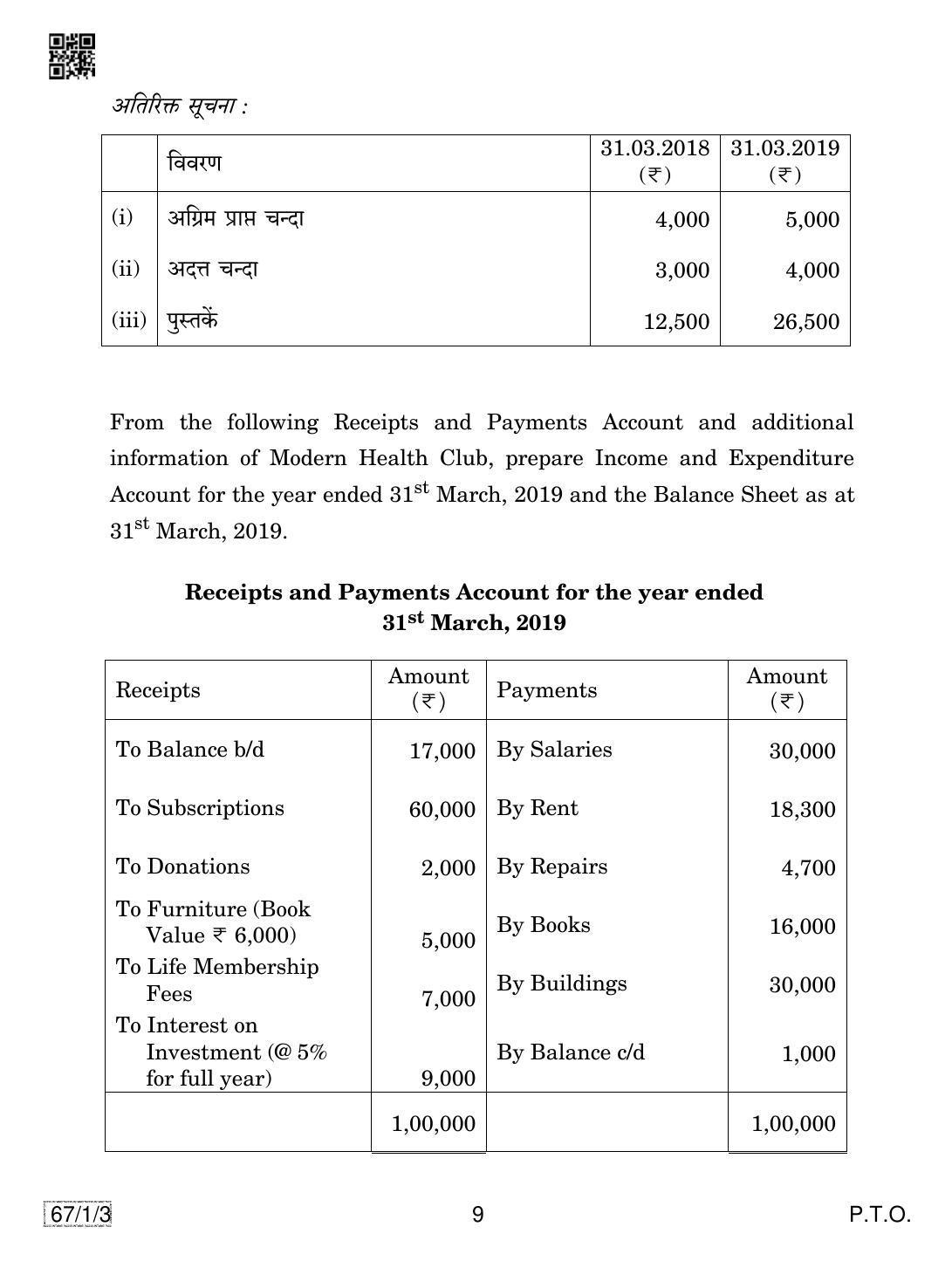 CBSE Class 12 67-1-3 ACCOUNTANCY 2019 Compartment Question Paper - Page 9