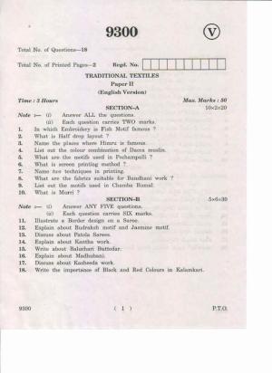 AP Inter 2nd Year Traditional Textiles-II May-2019-Vocational Question Paper