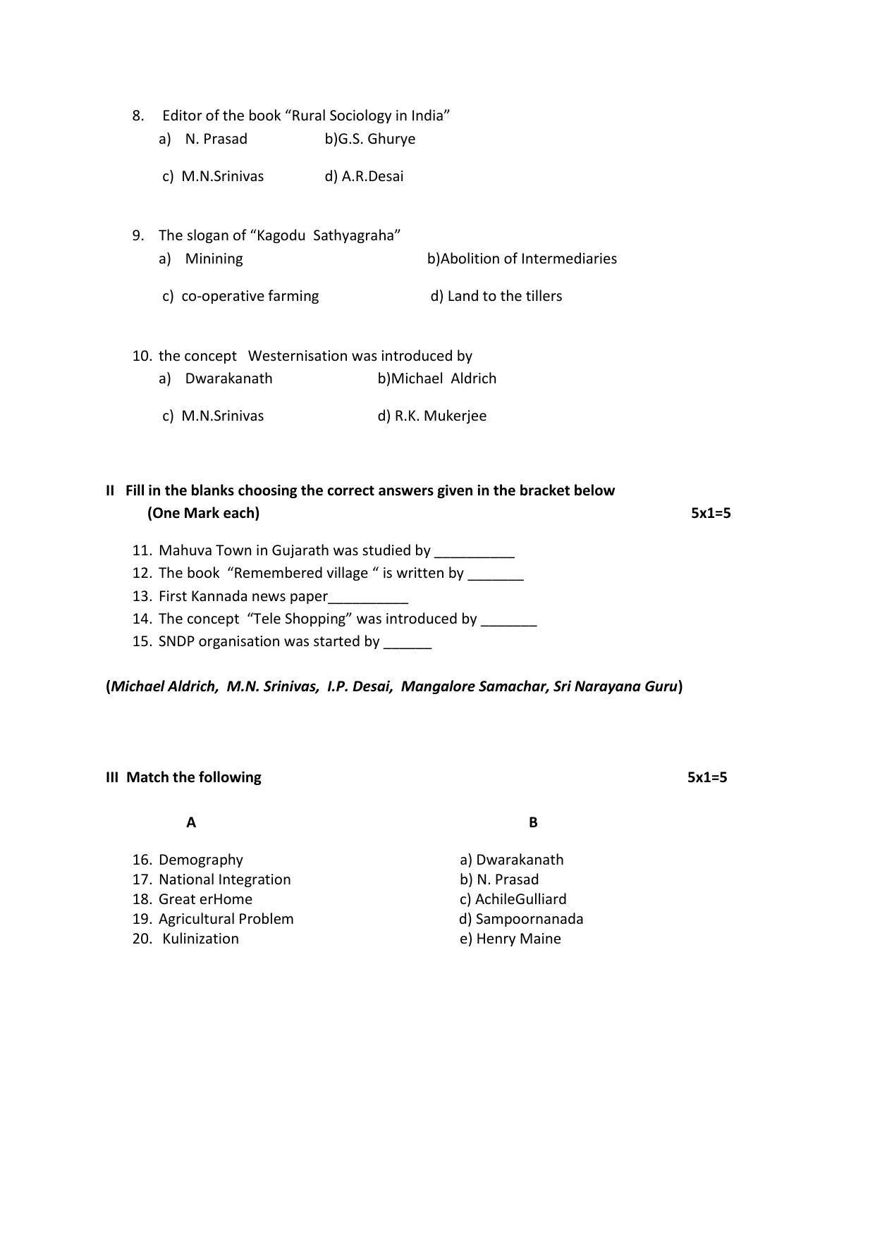 Karnataka II PUC Sociology Model Question Paper 2023 - Page 3