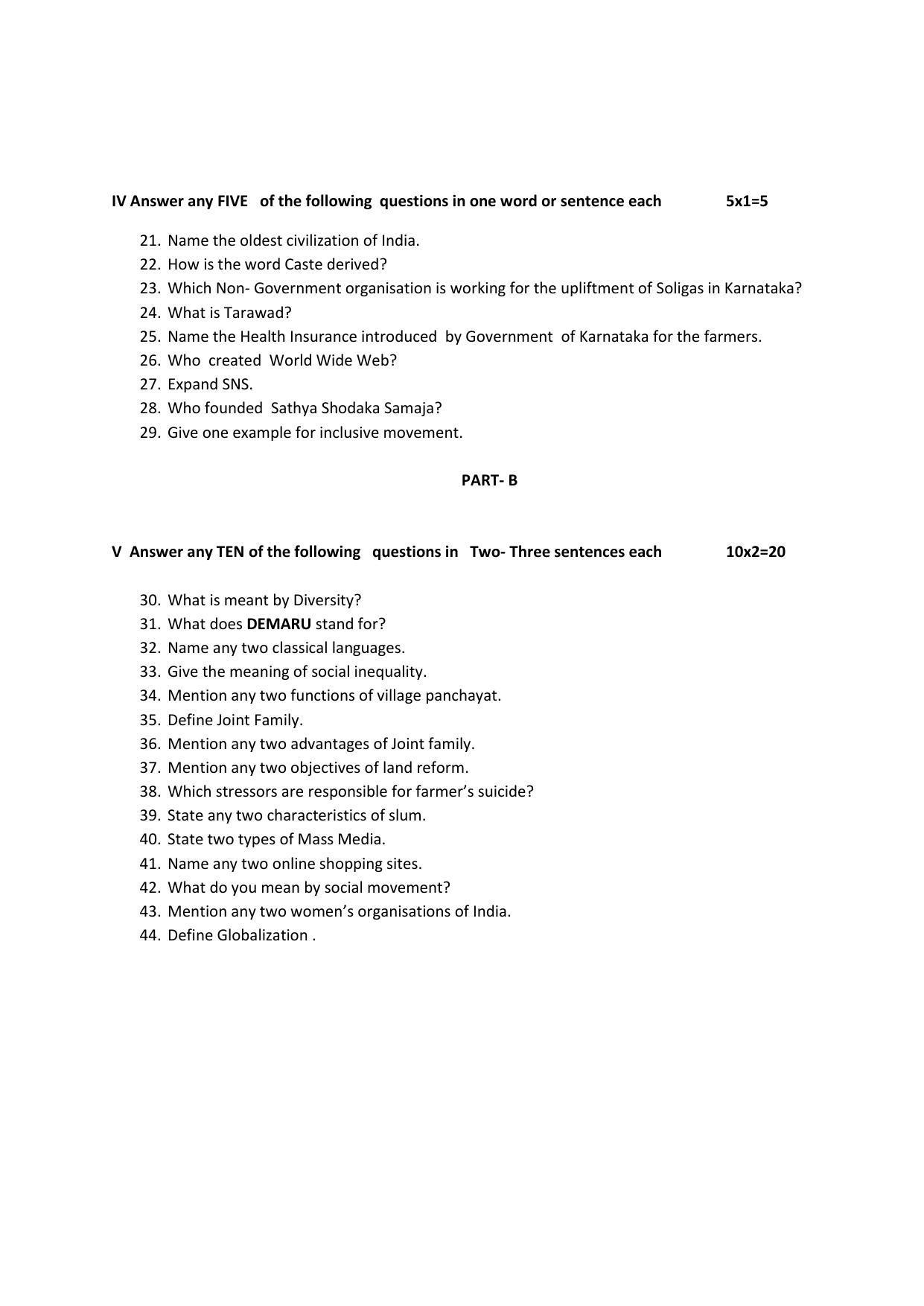 Karnataka II PUC Sociology Model Question Paper 2023 - Page 4