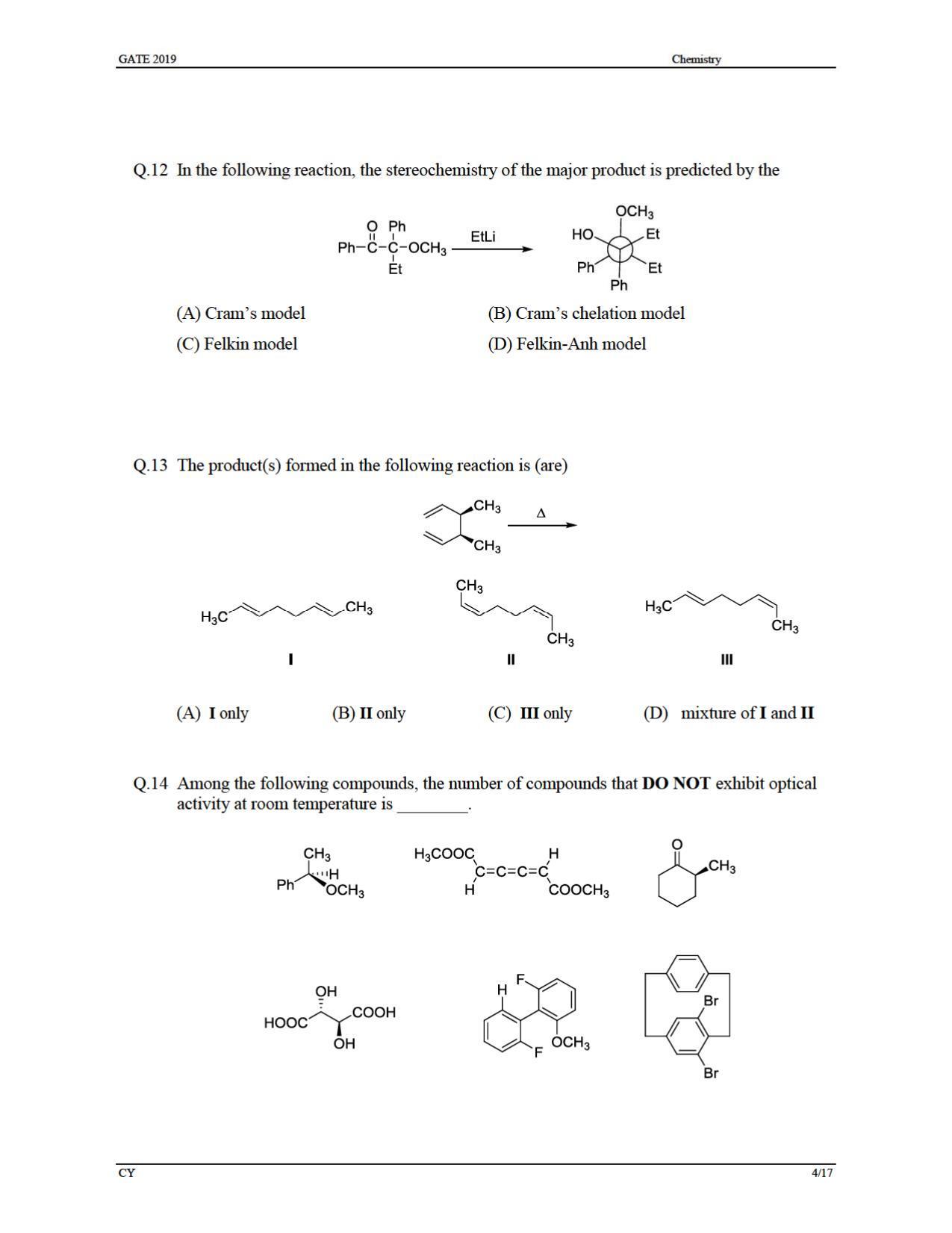 GATE 2019 Chemistry (CY) Question Paper - Page 7