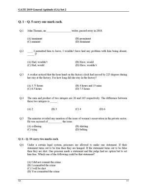 GATE 2019 Chemistry (CY) Question Paper