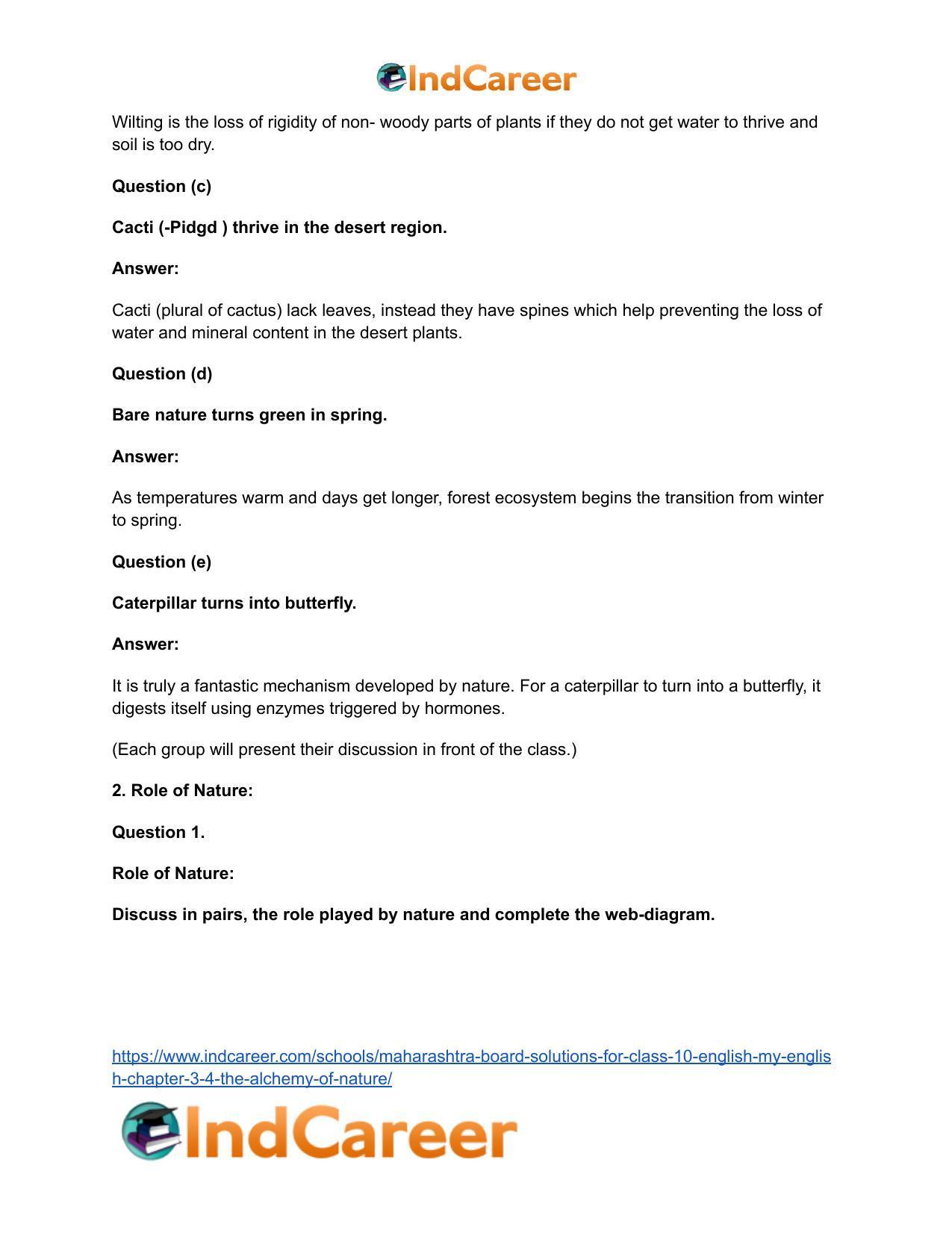 Maharashtra Board Solutions for Class 10- English (My English): Chapter 3.4- The Alchemy of Nature - Page 3