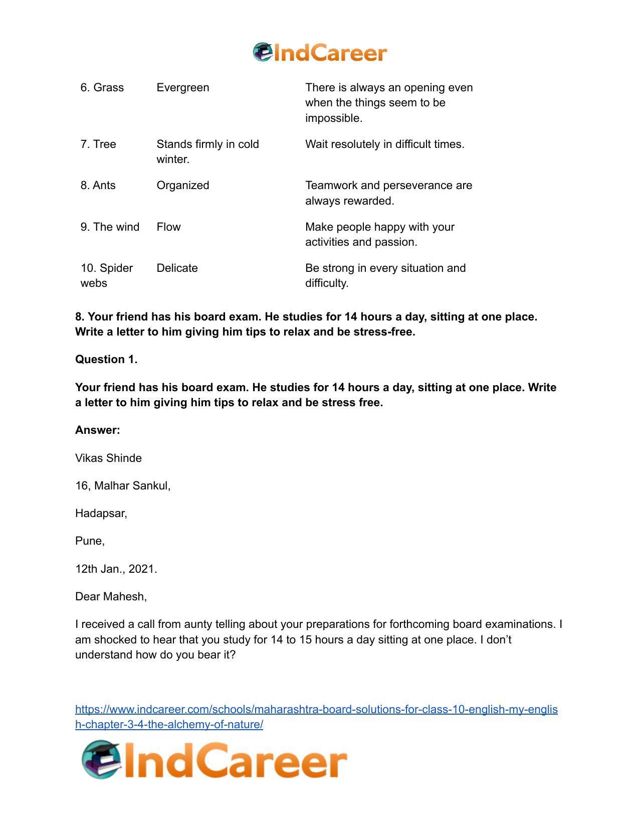 Maharashtra Board Solutions for Class 10- English (My English): Chapter 3.4- The Alchemy of Nature - Page 10