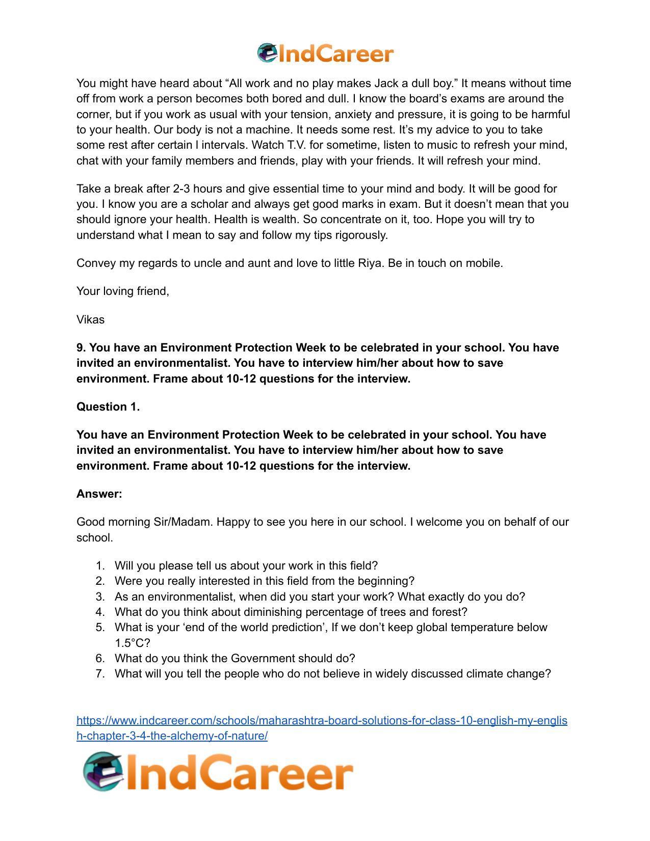 Maharashtra Board Solutions for Class 10- English (My English): Chapter 3.4- The Alchemy of Nature - Page 11
