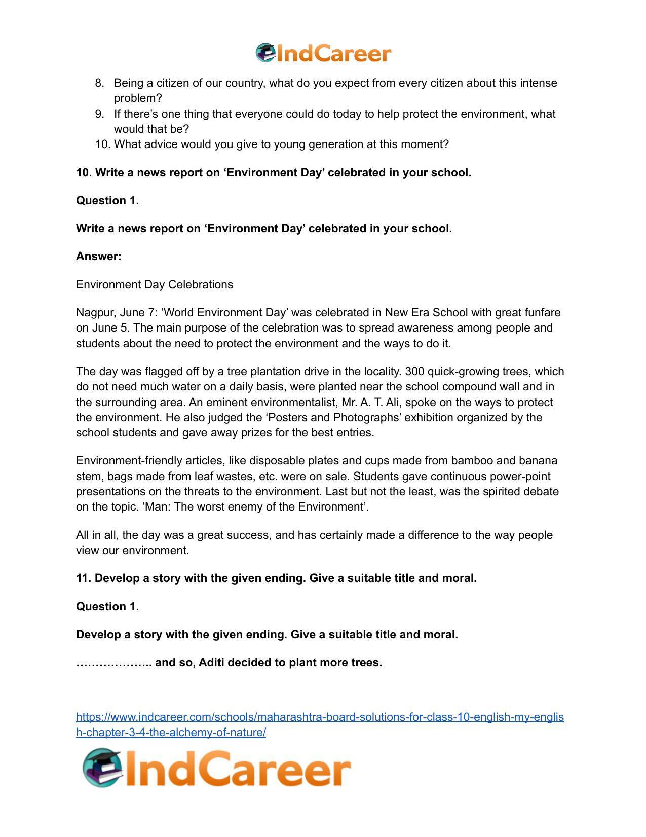 Maharashtra Board Solutions for Class 10- English (My English): Chapter 3.4- The Alchemy of Nature - Page 12