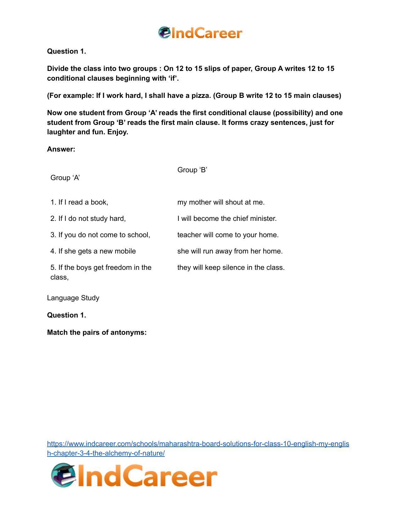 Maharashtra Board Solutions for Class 10- English (My English): Chapter 3.4- The Alchemy of Nature - Page 14