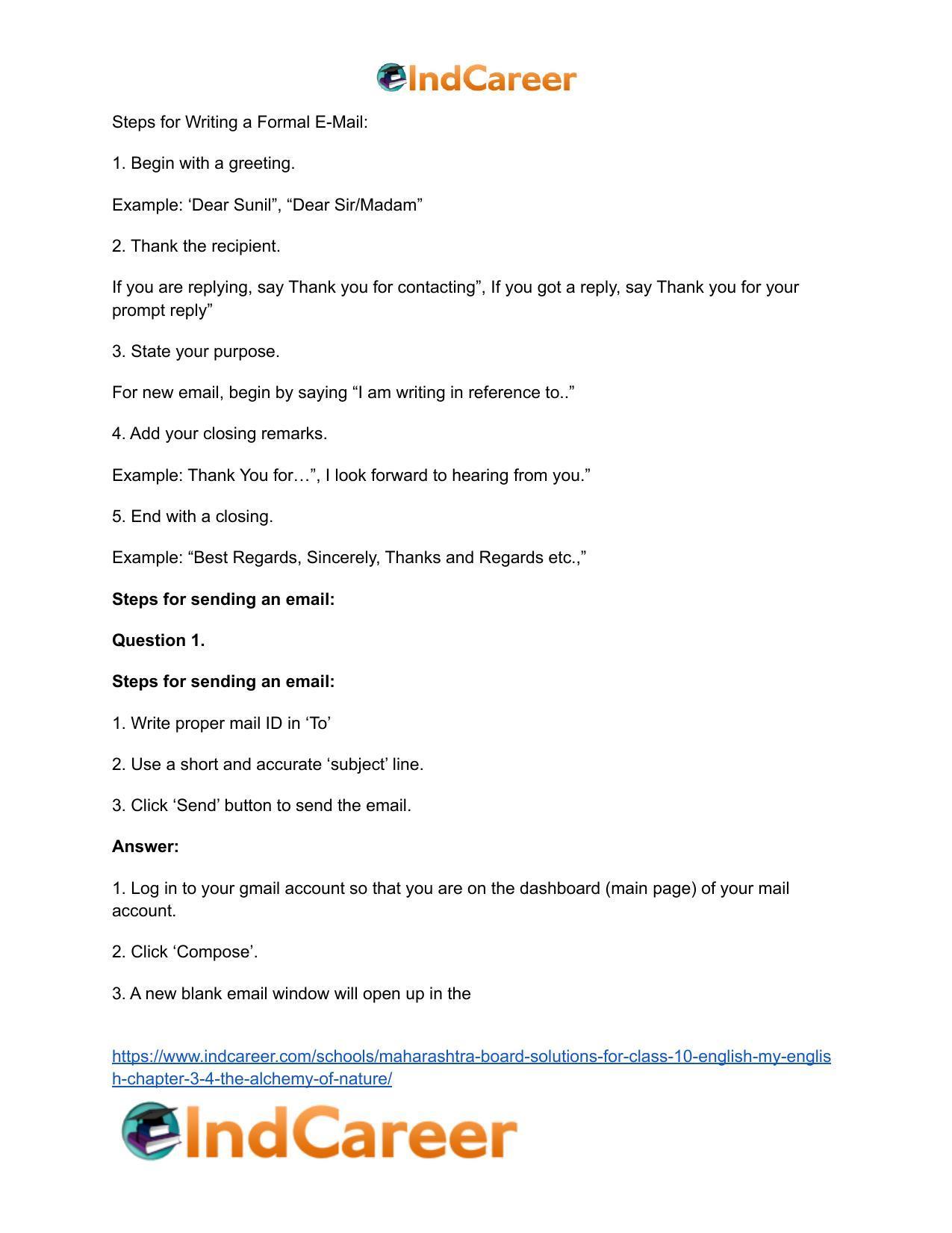 Maharashtra Board Solutions for Class 10- English (My English): Chapter 3.4- The Alchemy of Nature - Page 17