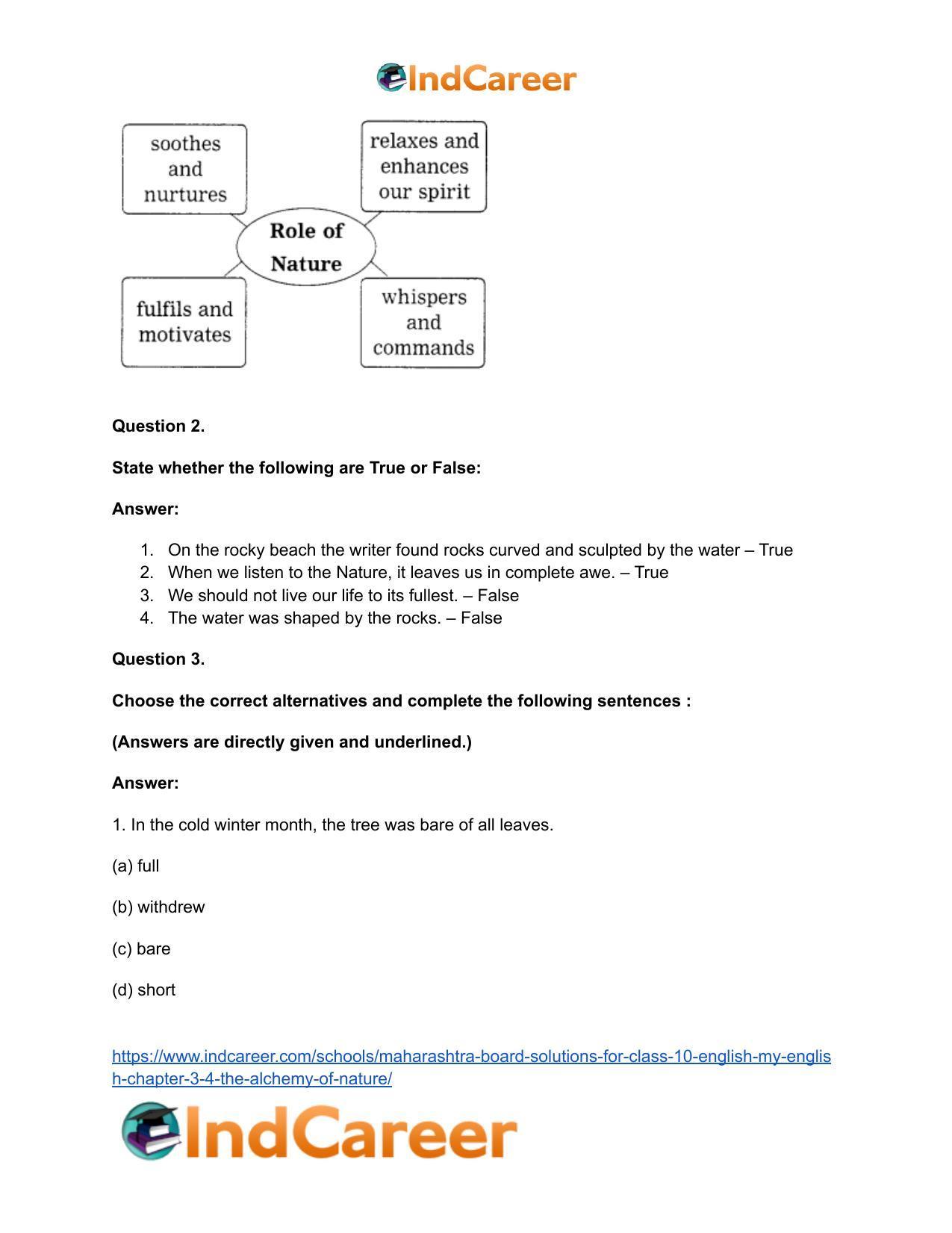 Maharashtra Board Solutions for Class 10- English (My English): Chapter 3.4- The Alchemy of Nature - Page 21
