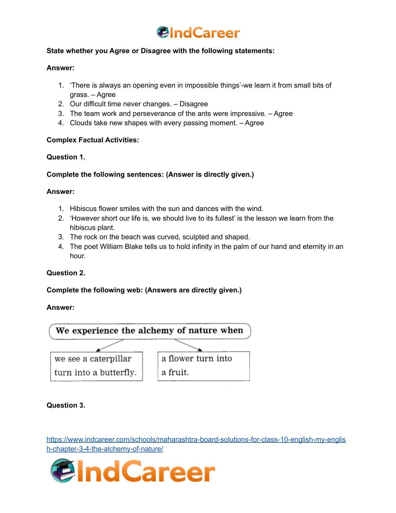 Maharashtra Board Solutions for Class 10- English (My English): Chapter 3.4- The Alchemy of Nature - Page 23