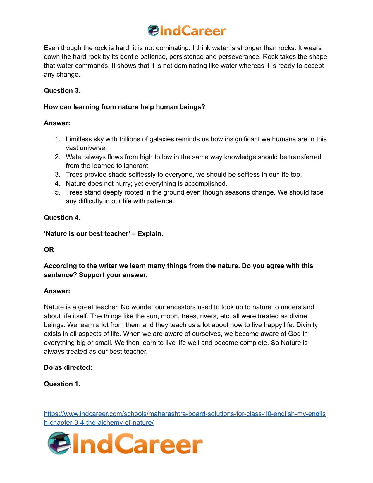 Maharashtra Board Solutions for Class 10- English (My English): Chapter 3.4- The Alchemy of Nature - Page 27