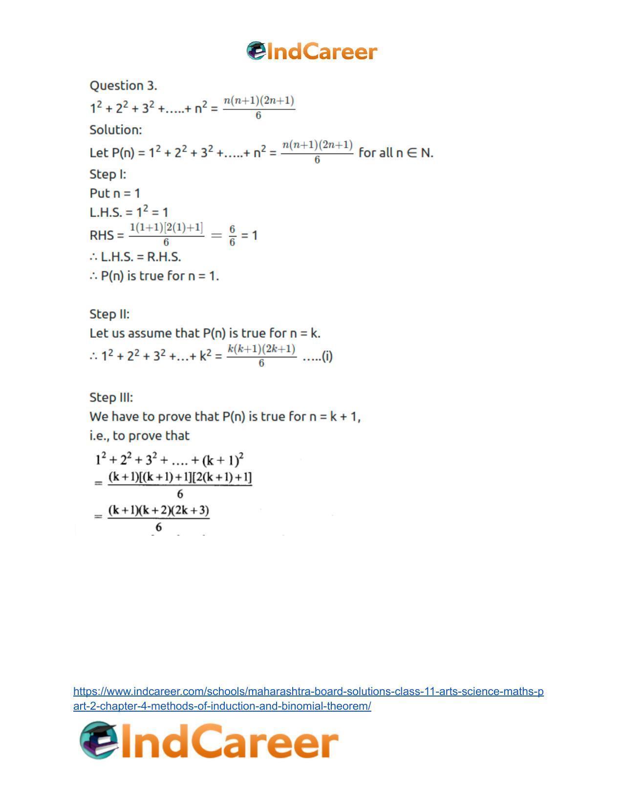Maharashtra Board Solutions Class 11-Arts & Science Maths (Part 2): Chapter 4- Methods of Induction and Binomial Theorem - Page 6