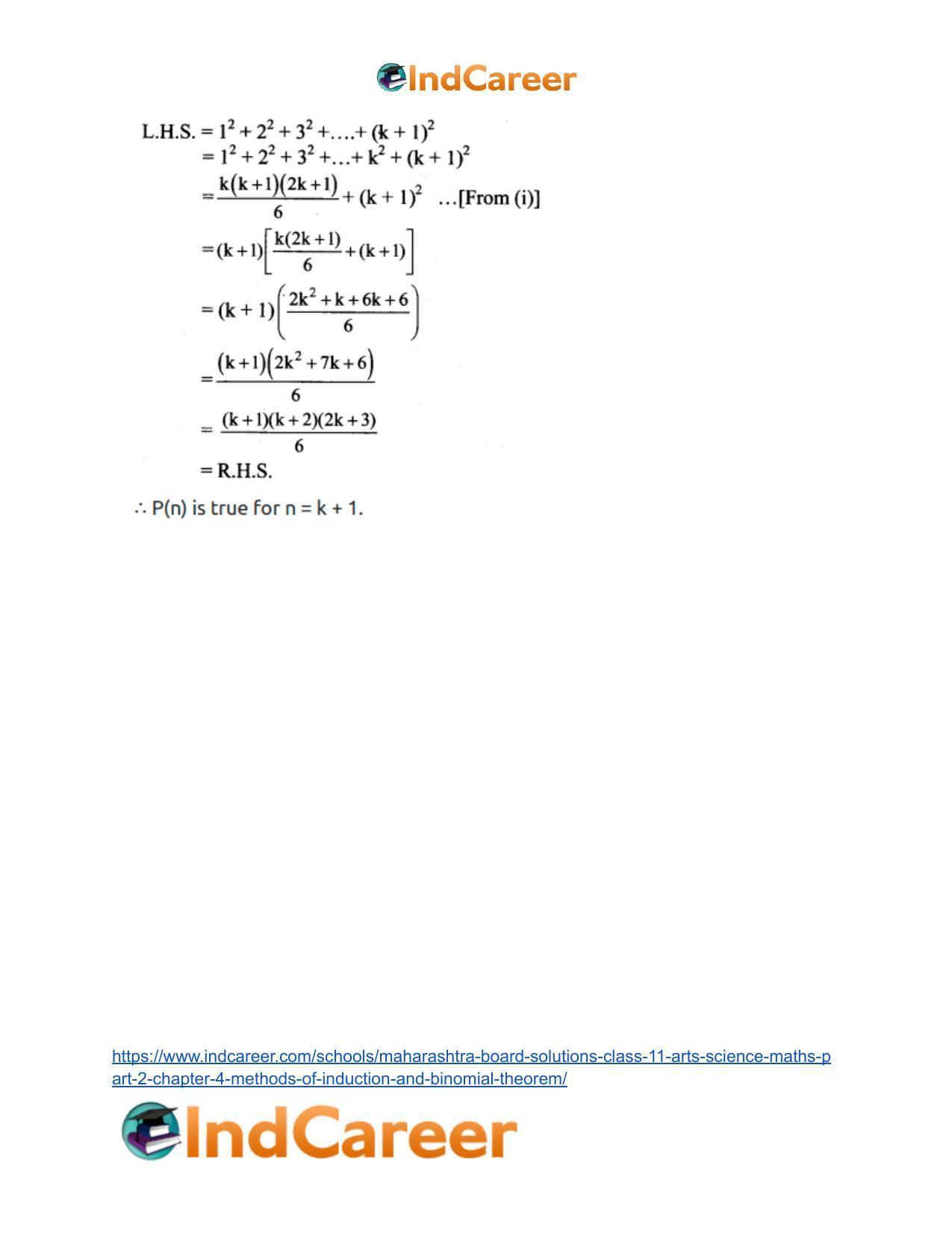 Maharashtra Board Solutions Class 11-Arts & Science Maths (Part 2): Chapter 4- Methods of Induction and Binomial Theorem - Page 7