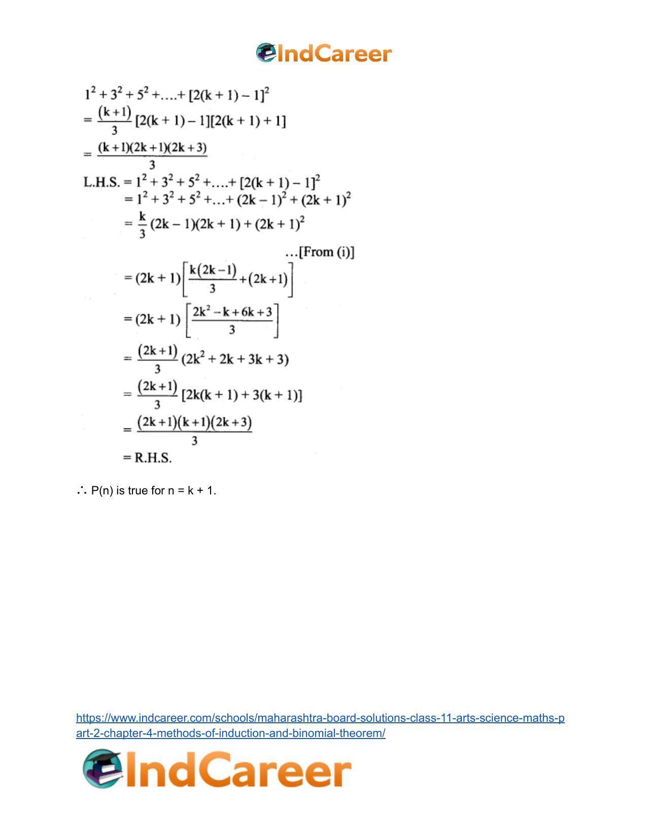 Maharashtra Board Solutions Class 11-Arts & Science Maths (Part 2): Chapter 4- Methods of Induction and Binomial Theorem - Page 9