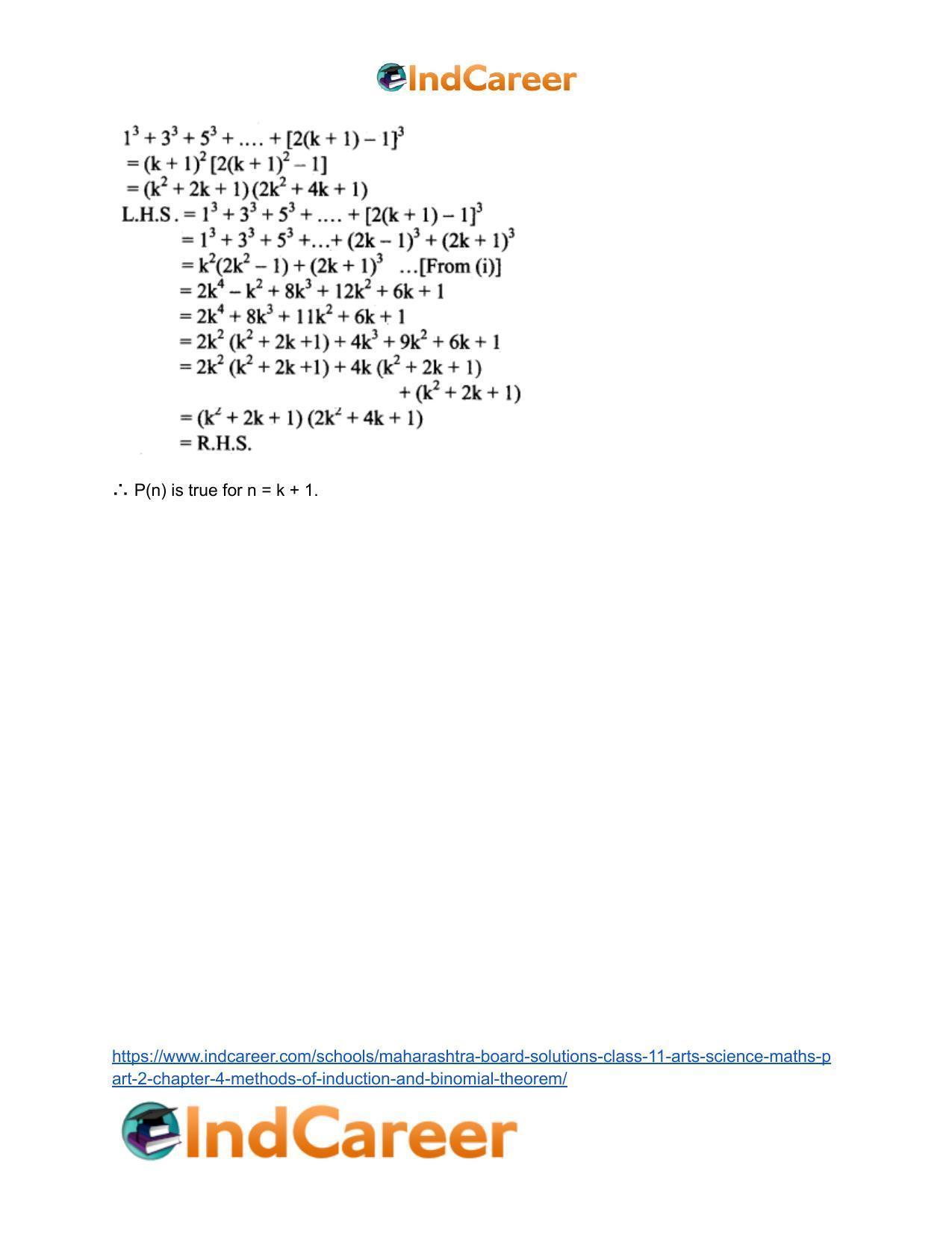 Maharashtra Board Solutions Class 11-Arts & Science Maths (Part 2): Chapter 4- Methods of Induction and Binomial Theorem - Page 11