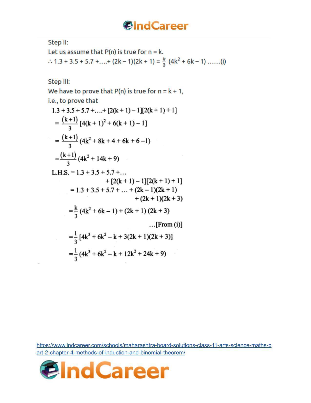 Maharashtra Board Solutions Class 11-Arts & Science Maths (Part 2): Chapter 4- Methods of Induction and Binomial Theorem - Page 15