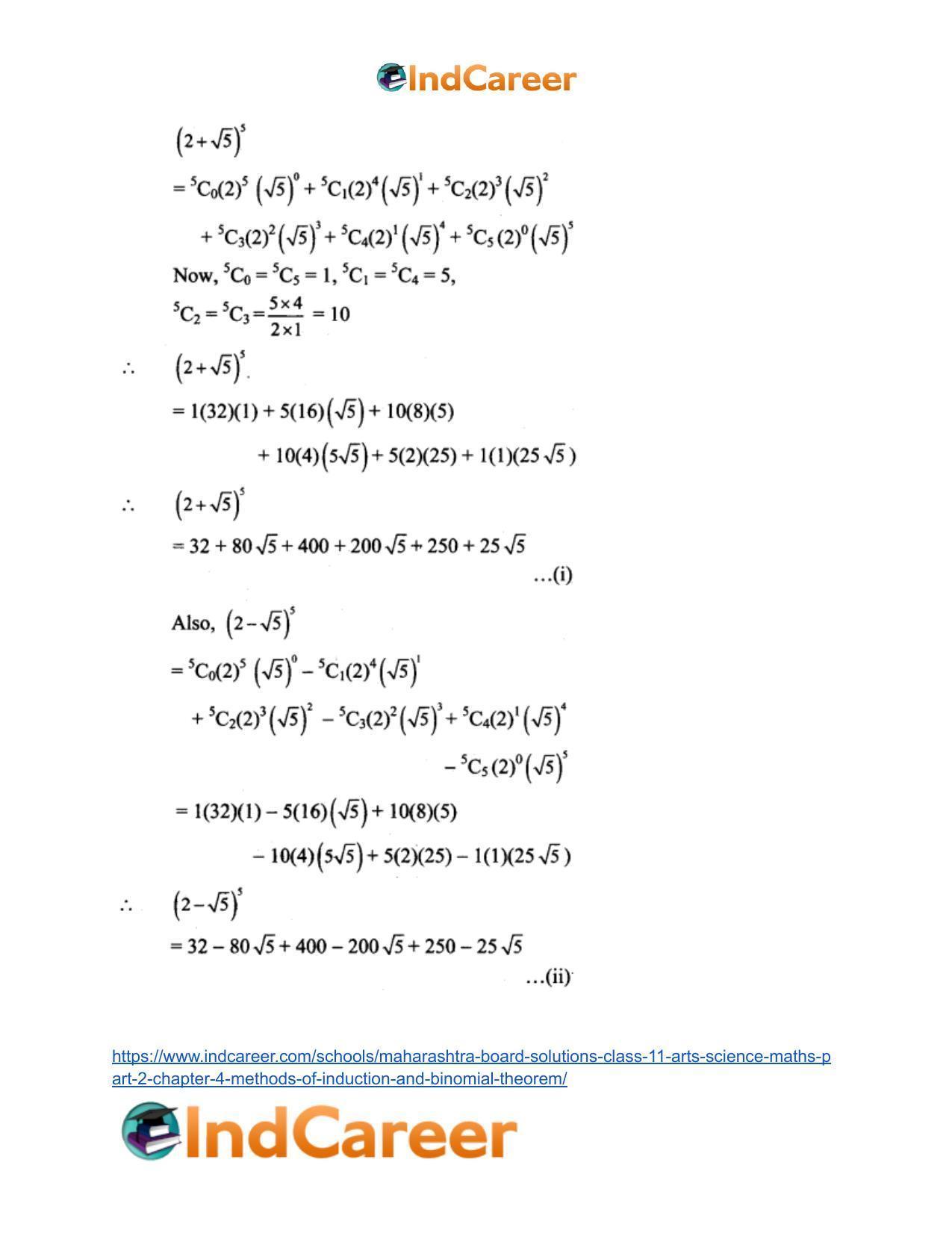 Maharashtra Board Solutions Class 11-Arts & Science Maths (Part 2): Chapter 4- Methods of Induction and Binomial Theorem - Page 38