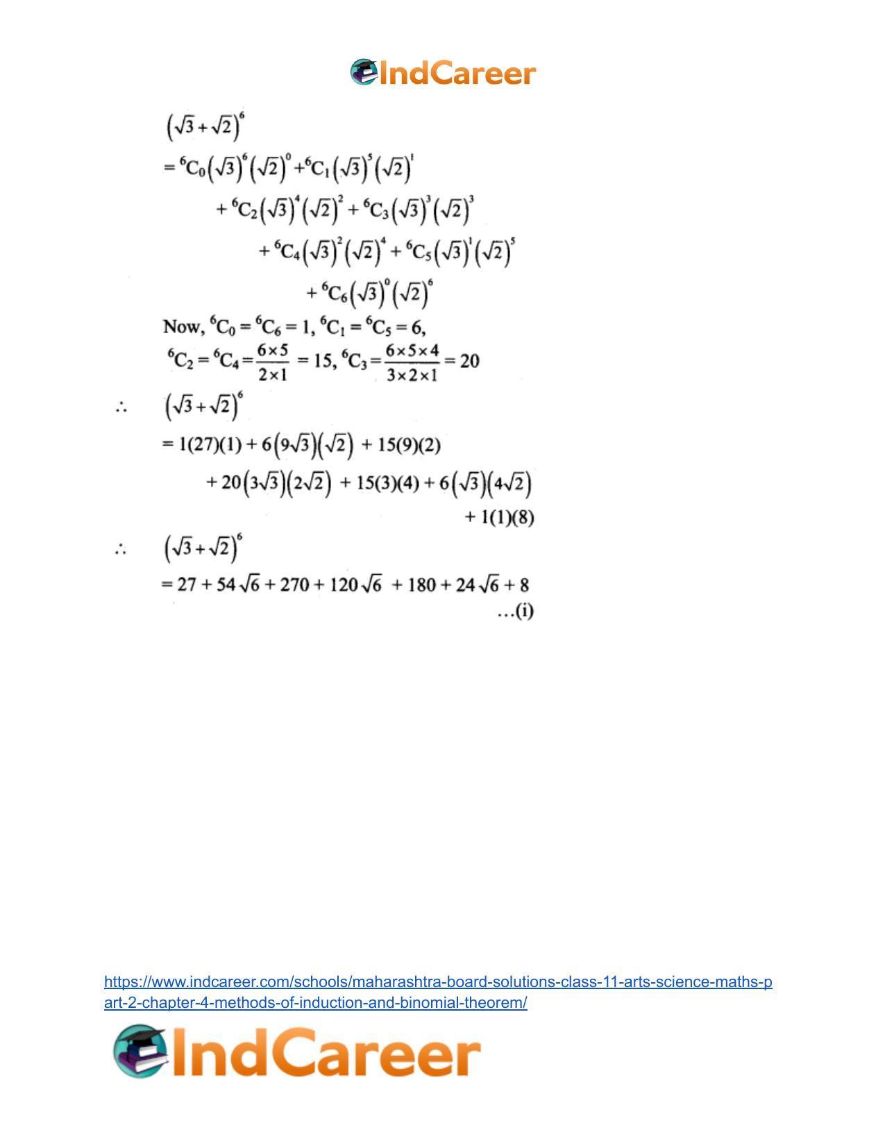 Maharashtra Board Solutions Class 11-Arts & Science Maths (Part 2): Chapter 4- Methods of Induction and Binomial Theorem - Page 40