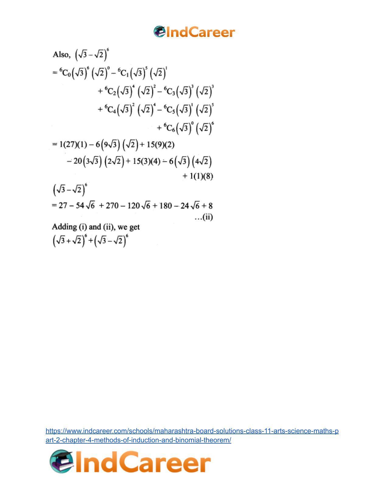 Maharashtra Board Solutions Class 11-Arts & Science Maths (Part 2): Chapter 4- Methods of Induction and Binomial Theorem - Page 41