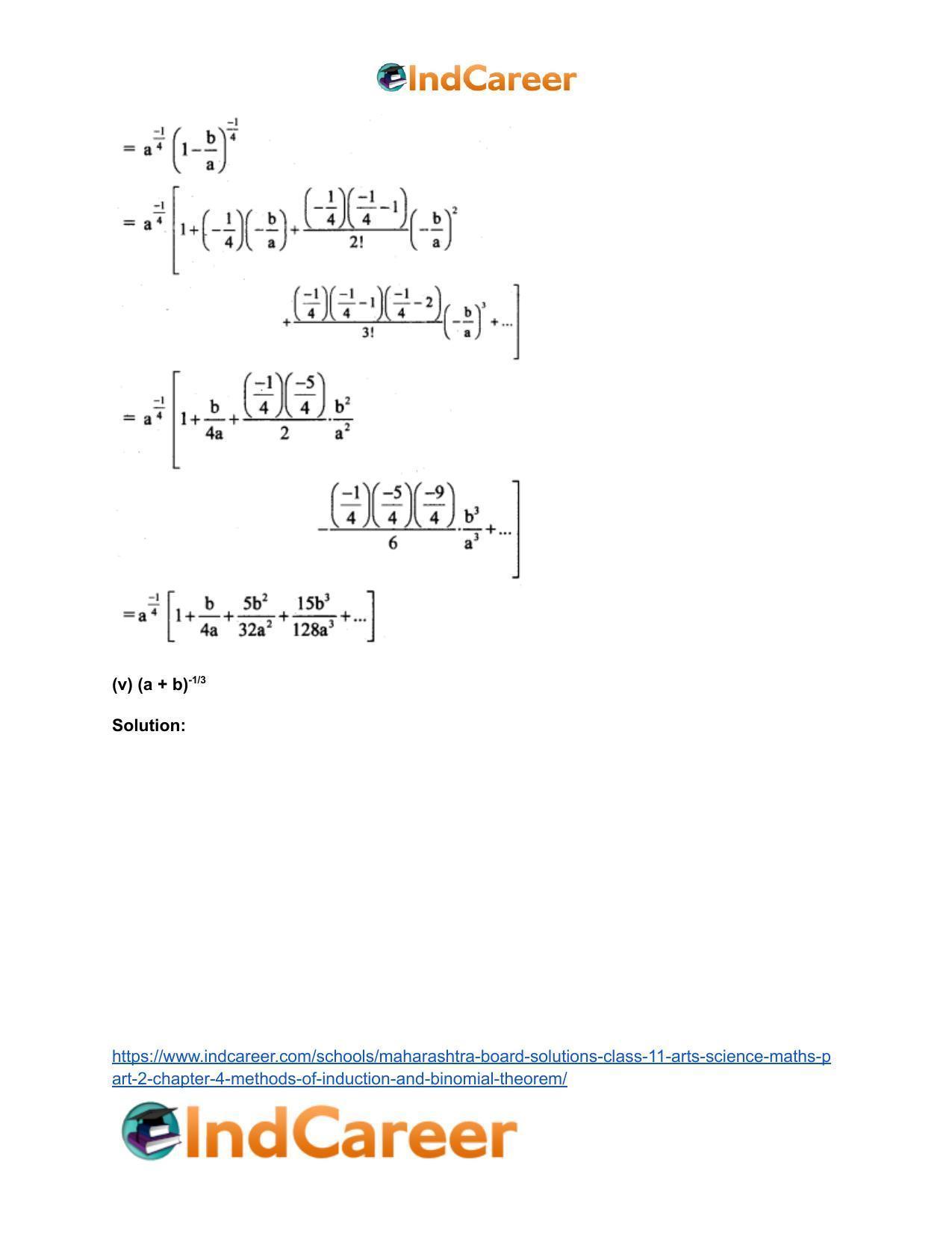 Maharashtra Board Solutions Class 11-Arts & Science Maths (Part 2): Chapter 4- Methods of Induction and Binomial Theorem - Page 74
