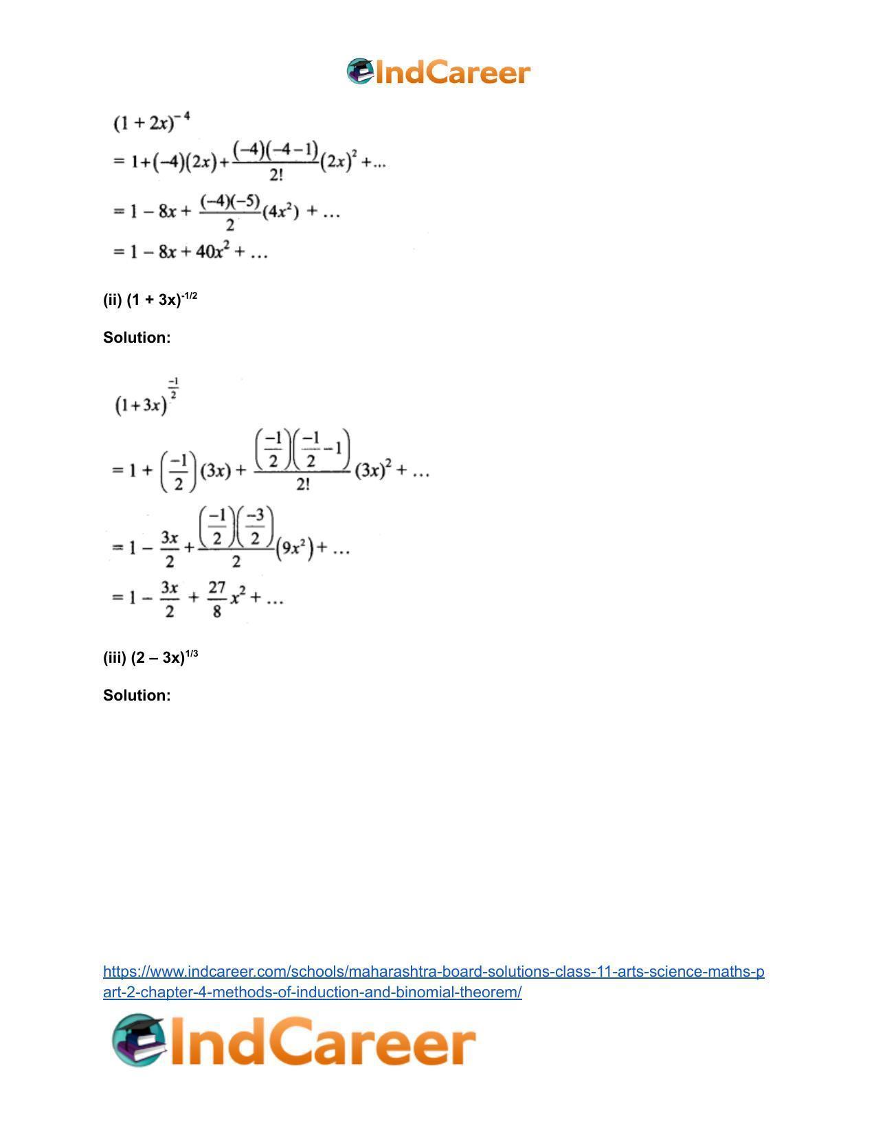 Maharashtra Board Solutions Class 11-Arts & Science Maths (Part 2): Chapter 4- Methods of Induction and Binomial Theorem - Page 76