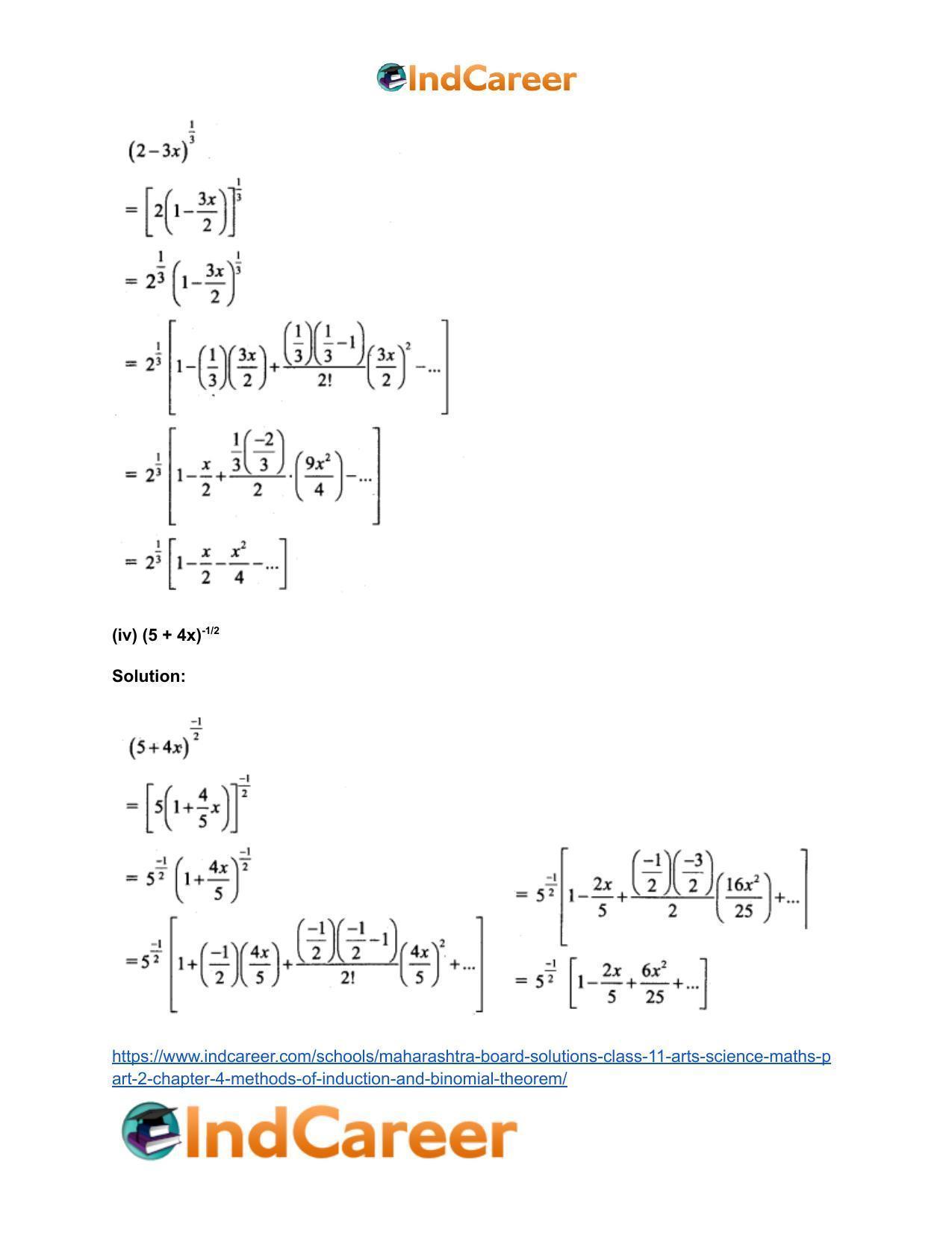 Maharashtra Board Solutions Class 11-Arts & Science Maths (Part 2): Chapter 4- Methods of Induction and Binomial Theorem - Page 77