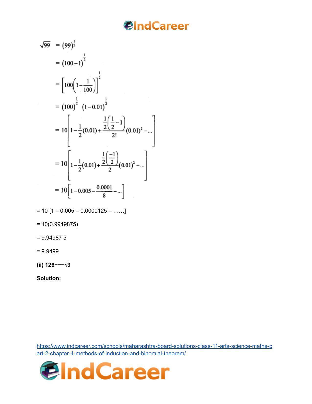 Maharashtra Board Solutions Class 11-Arts & Science Maths (Part 2): Chapter 4- Methods of Induction and Binomial Theorem - Page 79