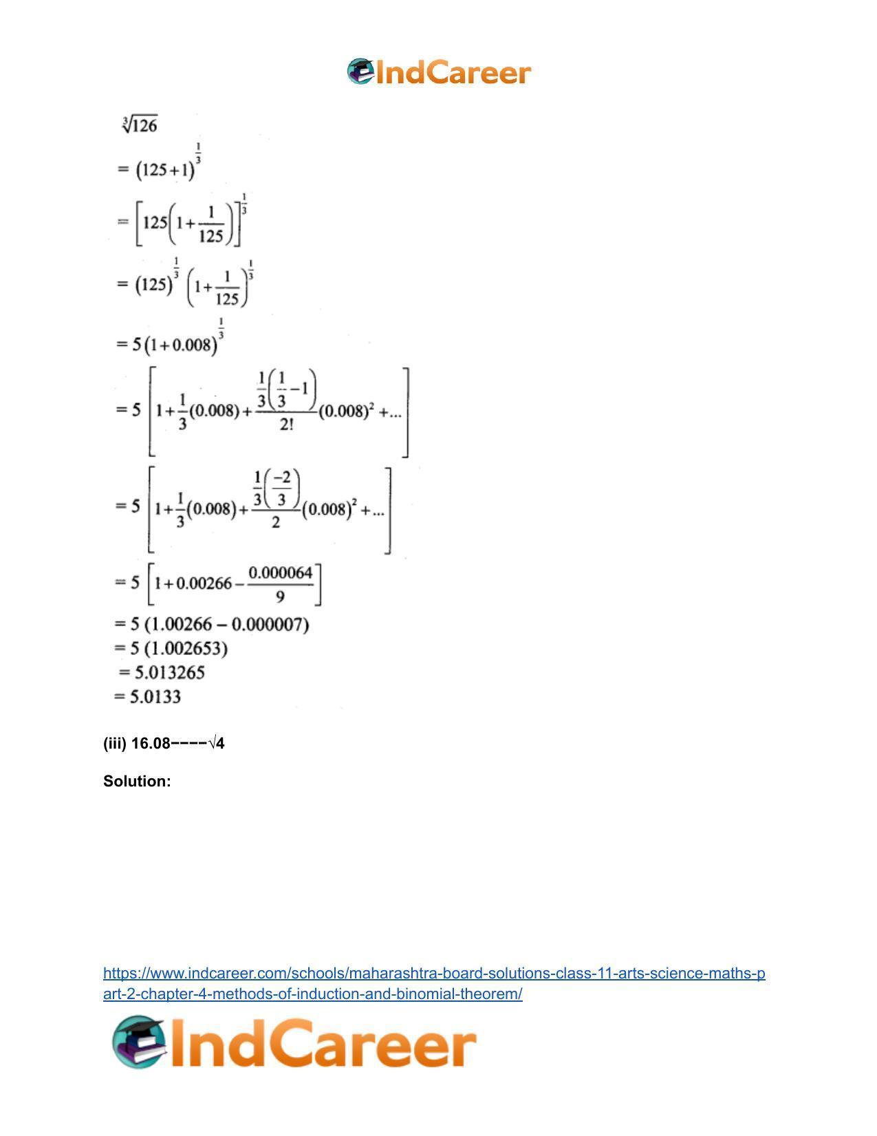 Maharashtra Board Solutions Class 11-Arts & Science Maths (Part 2): Chapter 4- Methods of Induction and Binomial Theorem - Page 80