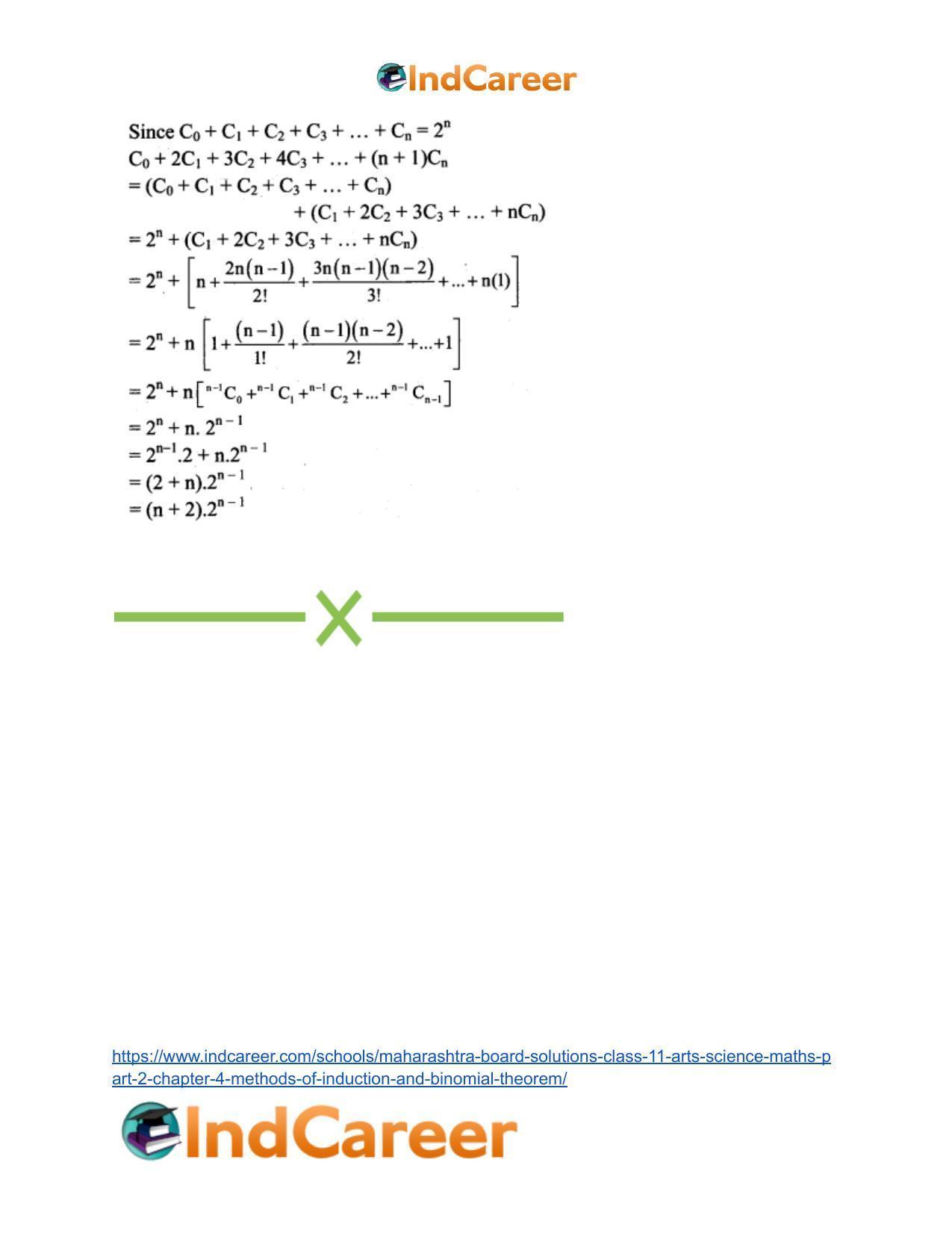 Maharashtra Board Solutions Class 11-Arts & Science Maths (Part 2): Chapter 4- Methods of Induction and Binomial Theorem - Page 86