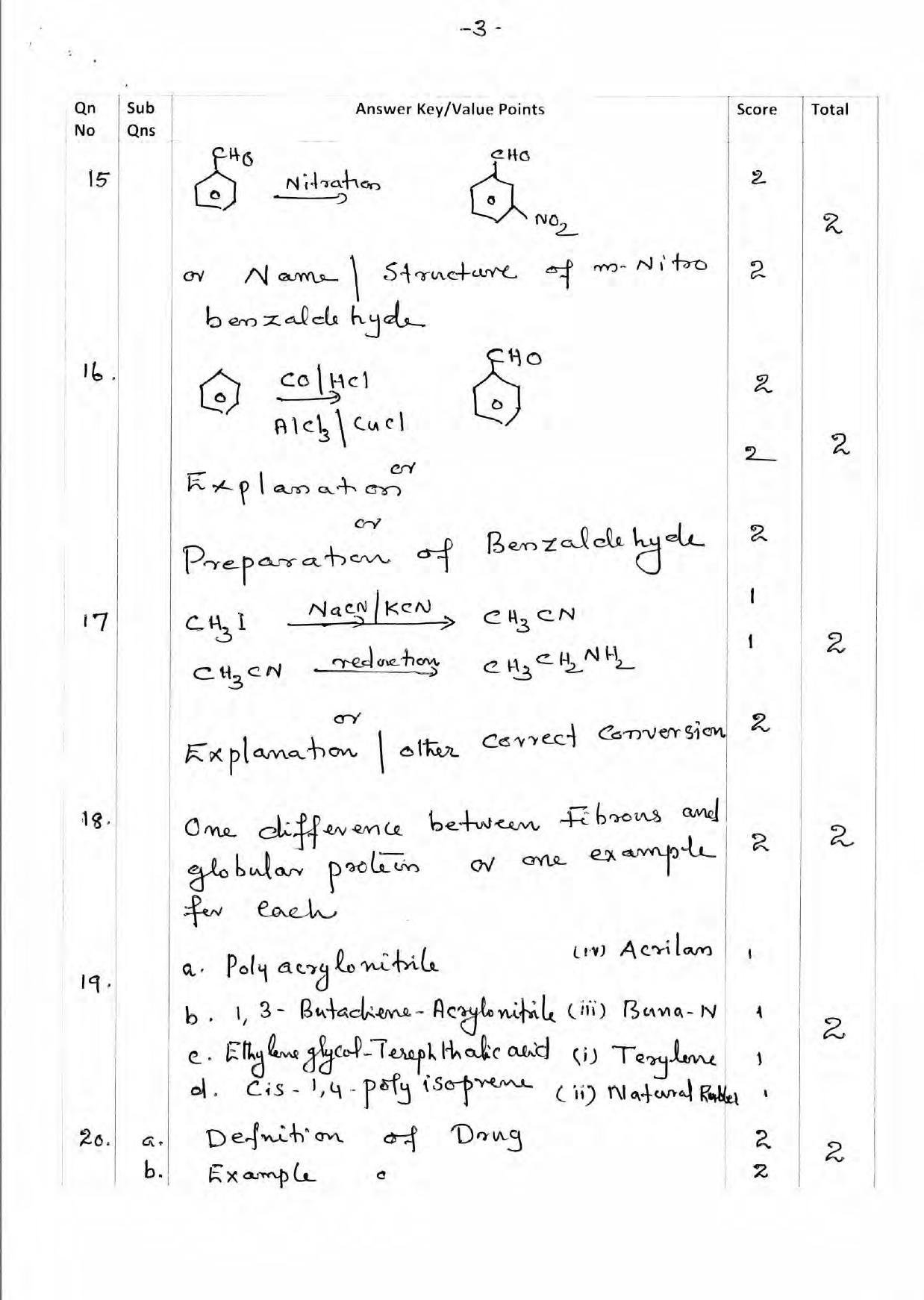 Kerala Plus Two 2018 Chemistry Answer Key - Page 3