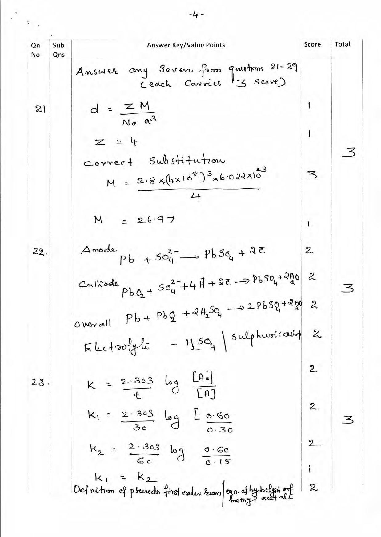Kerala Plus Two 2018 Chemistry Answer Key - Page 4