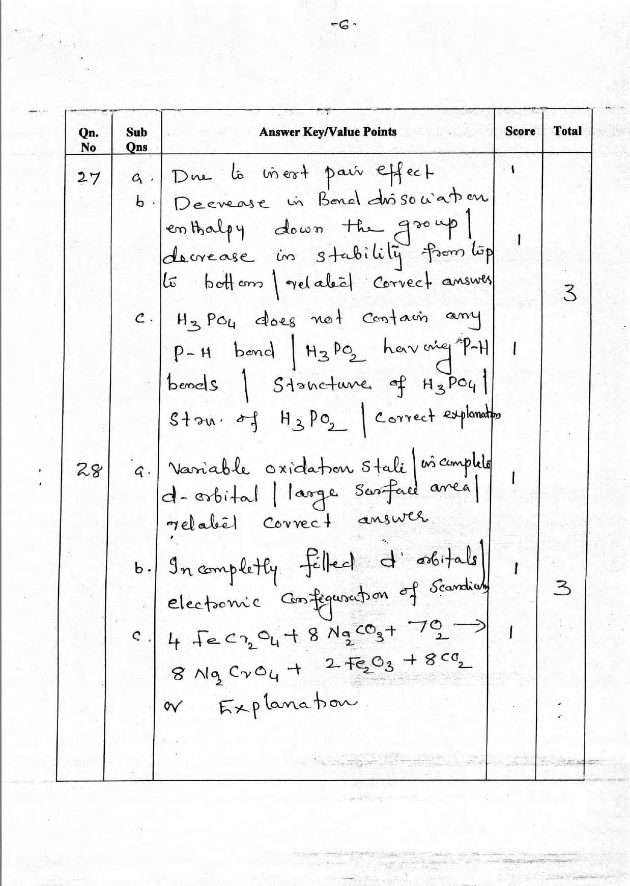 Kerala Plus Two 2018 Chemistry Answer Key - Page 6