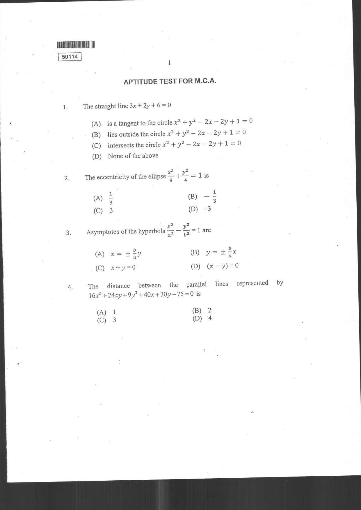 CUSAT CAT 2014 MCA Question Paper - Page 3