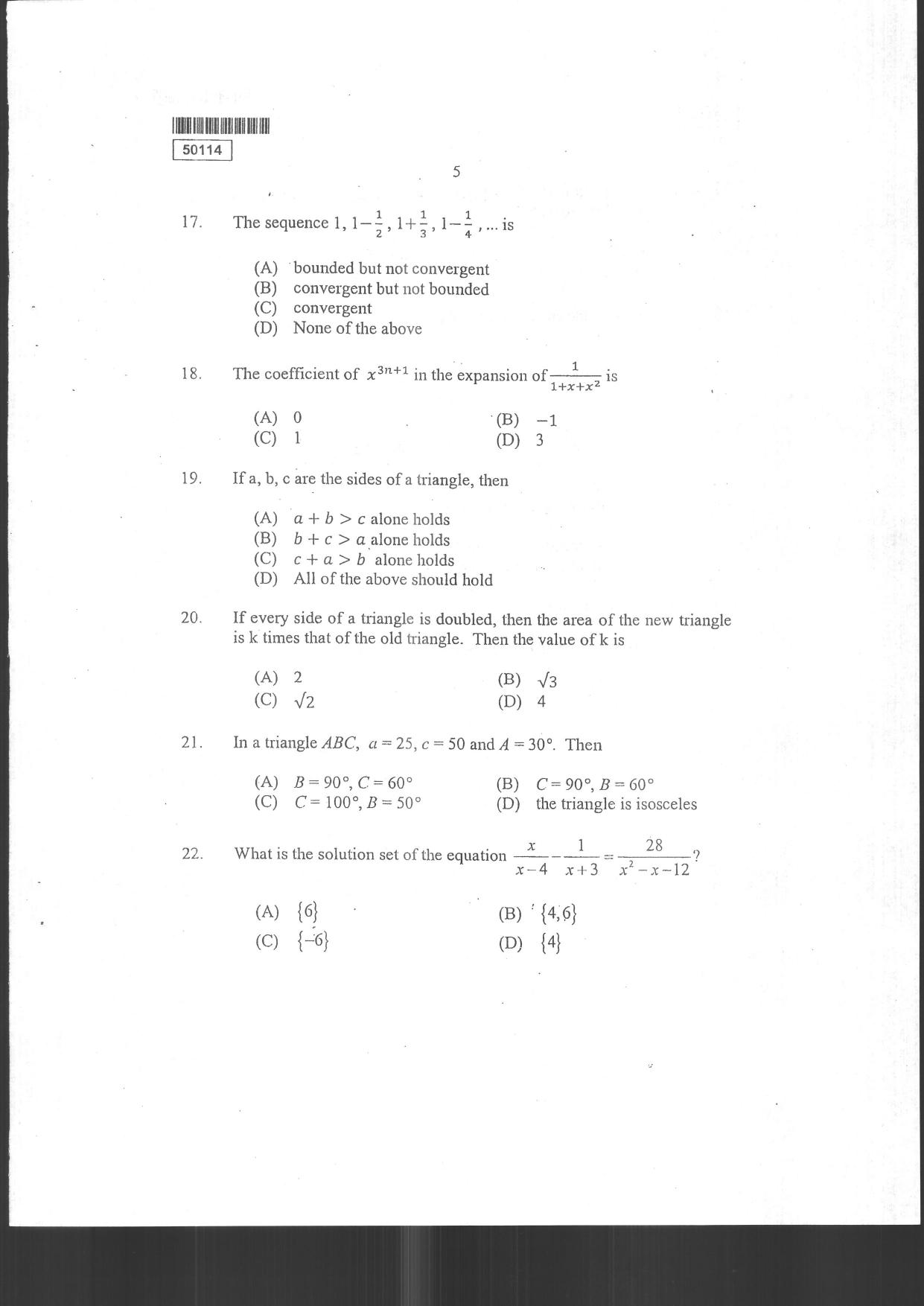 CUSAT CAT 2014 MCA Question Paper - Page 7