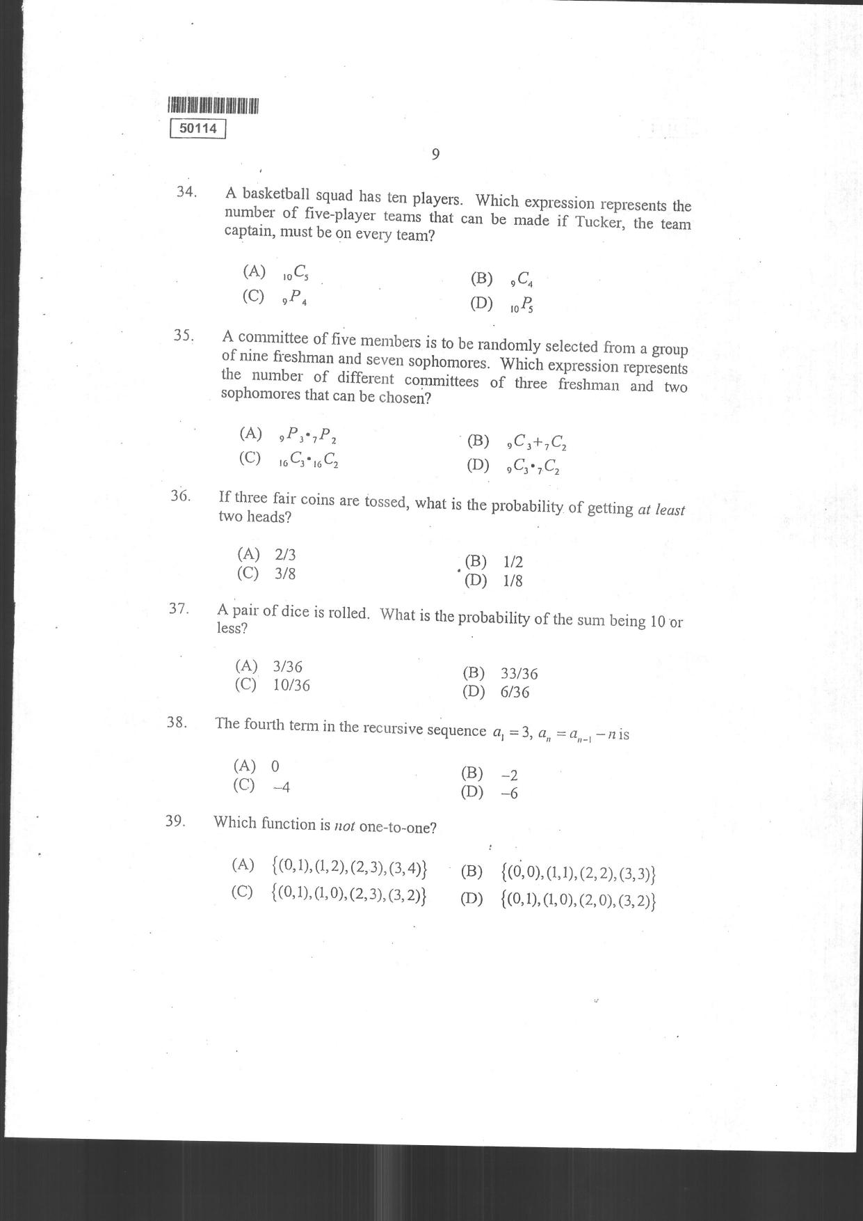 CUSAT CAT 2014 MCA Question Paper - Page 11