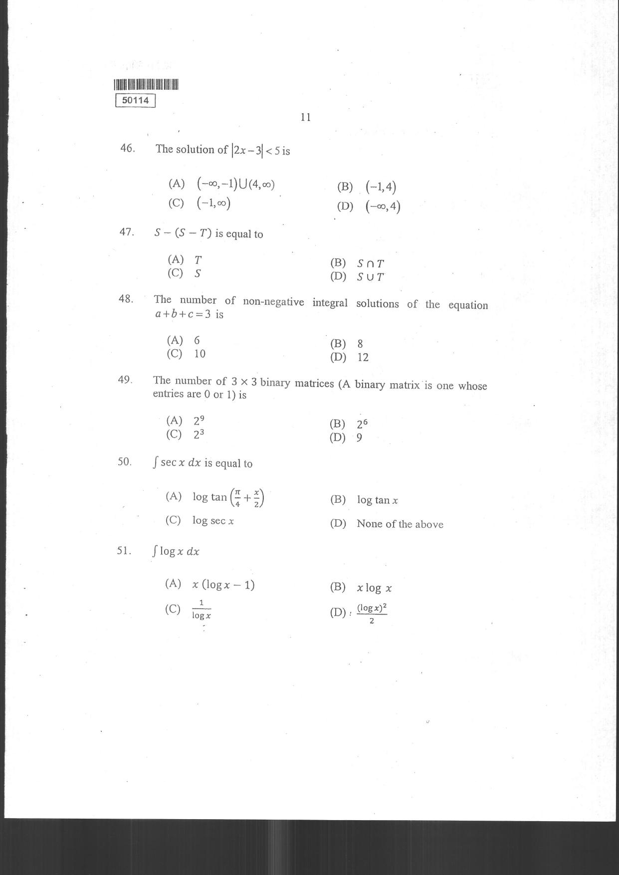 CUSAT CAT 2014 MCA Question Paper - Page 13